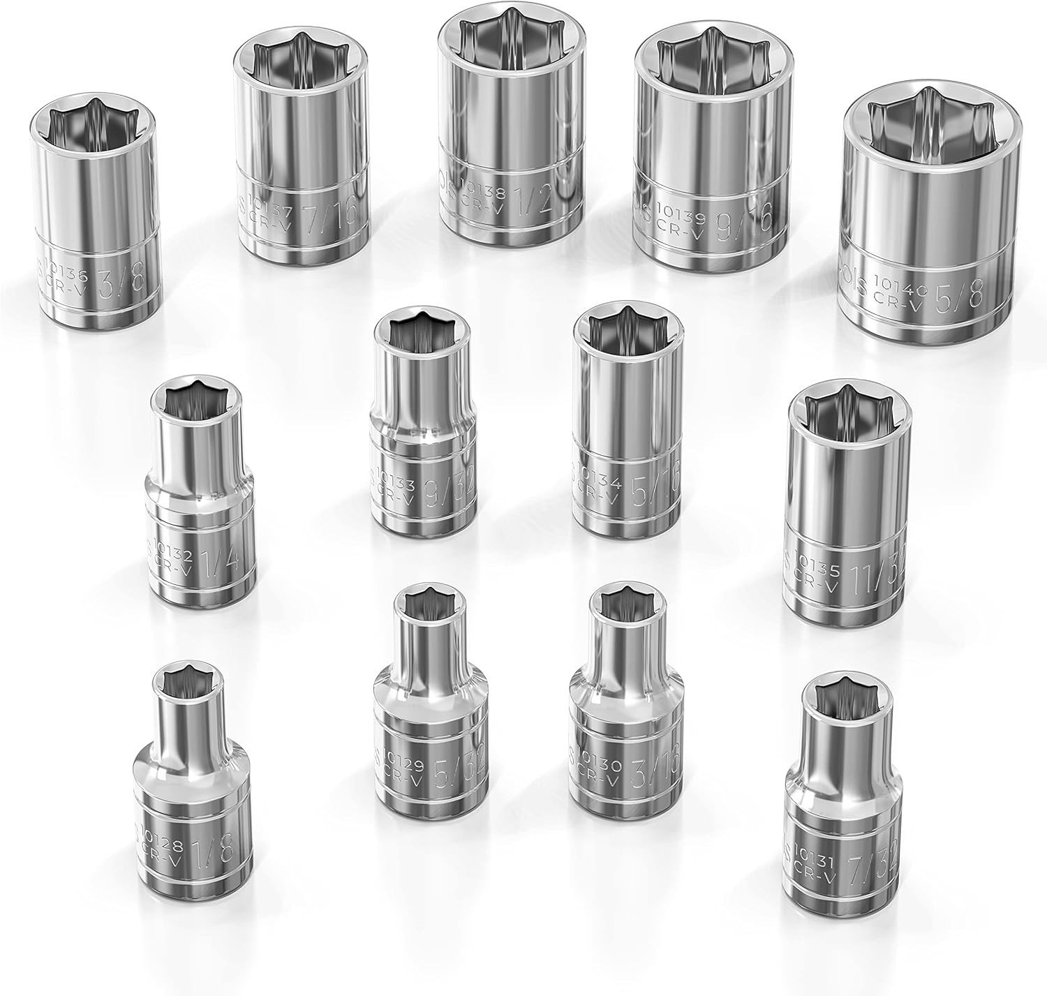 Olsa Tools SAE Shallow Socket Set – 13pc, 1/4-Inch Drive, Sae