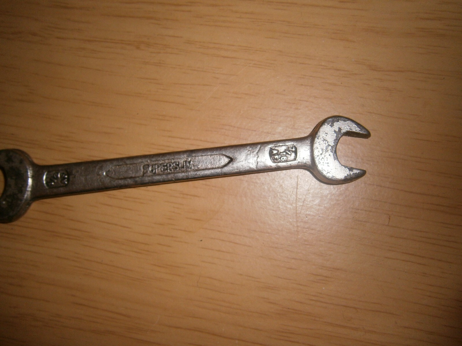 Vintage silver tone open spanner. 1/2 AF 7/16 AF (E6a)