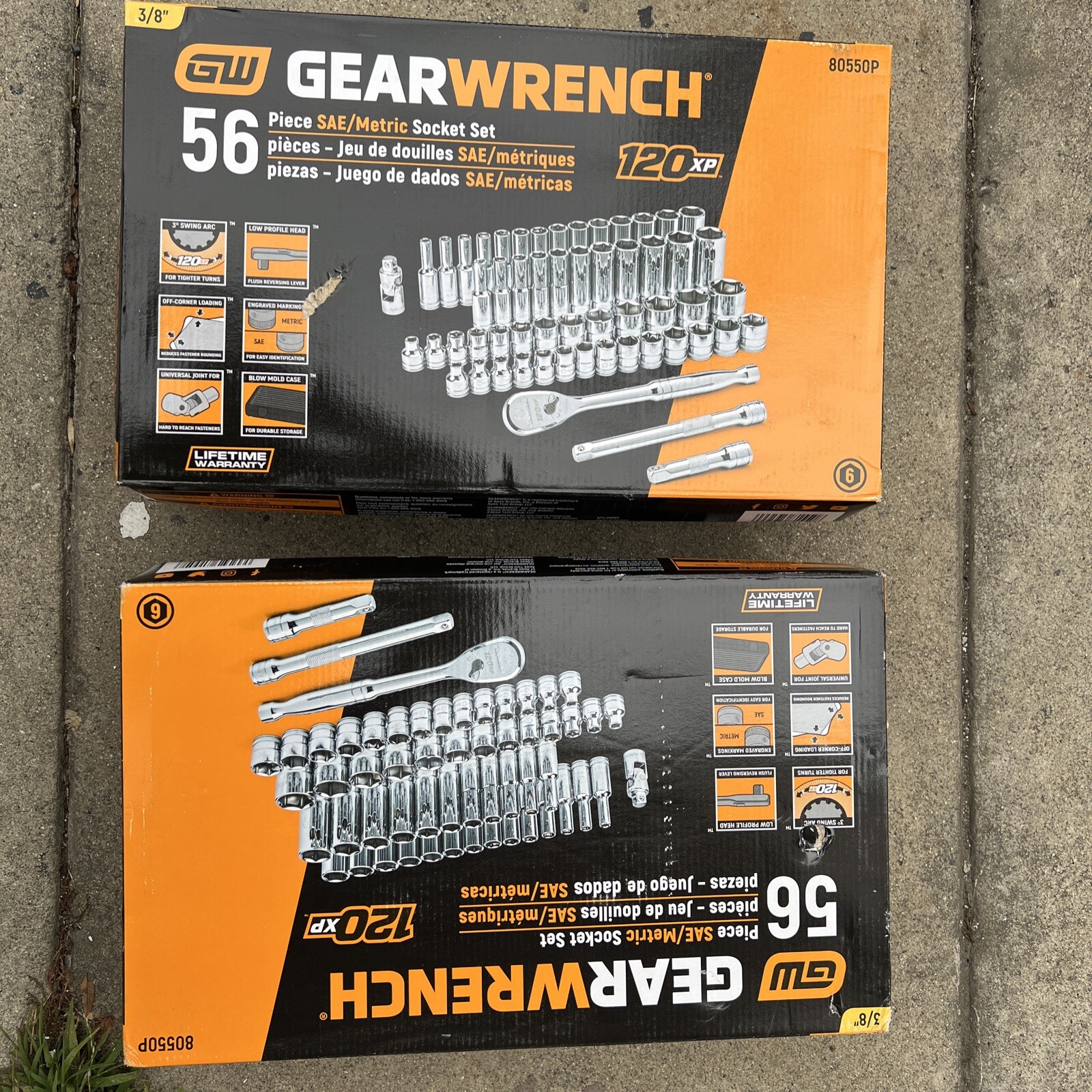 GearWrench 80550P 56-Pc 3/8″ Drive SAE/Metric 6 pt Standard & Deep Socket Set