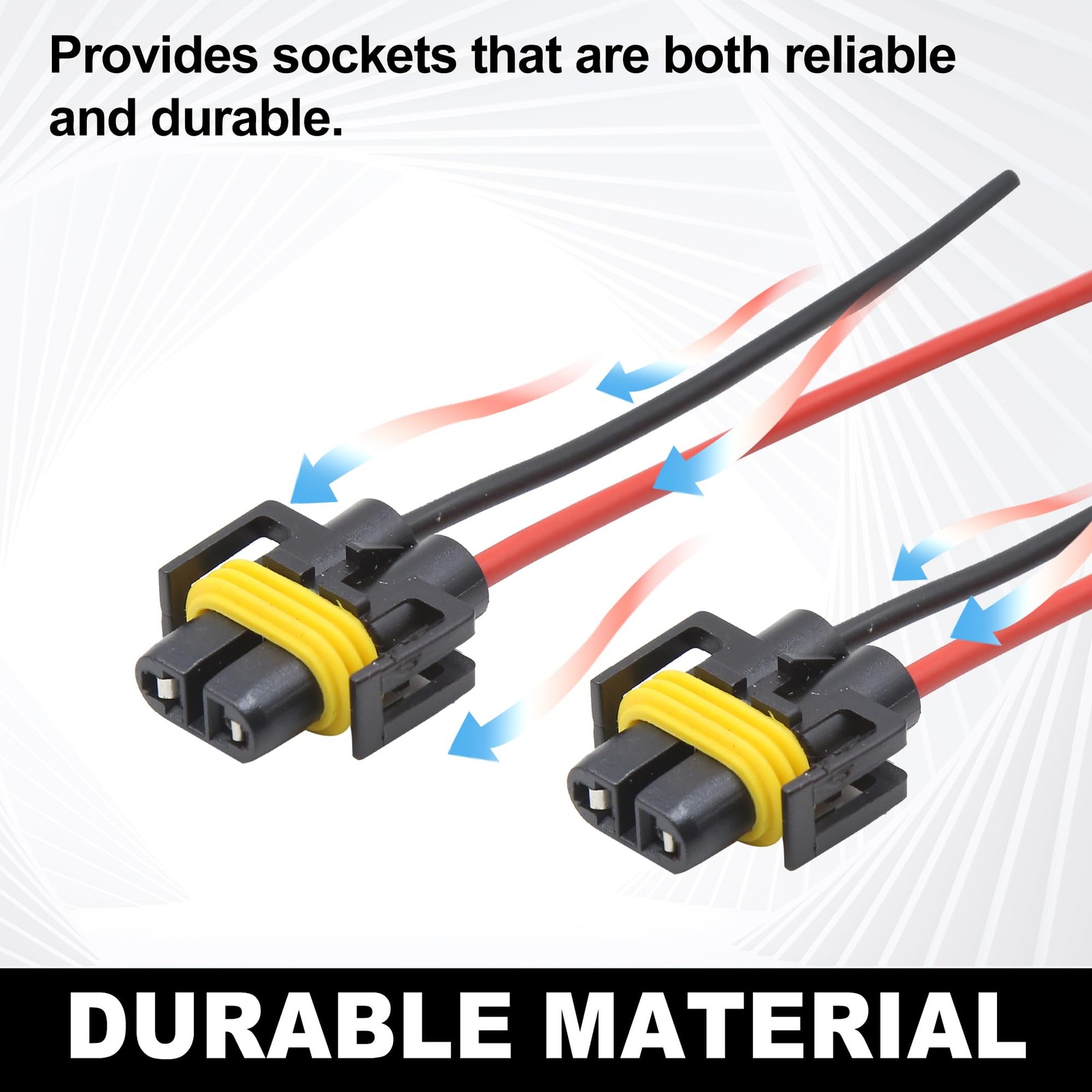 uxcell 10 Pcs H11 H8 880 881 Female Adapter 18 x 14 x 3.5 cm, Black,Yellow