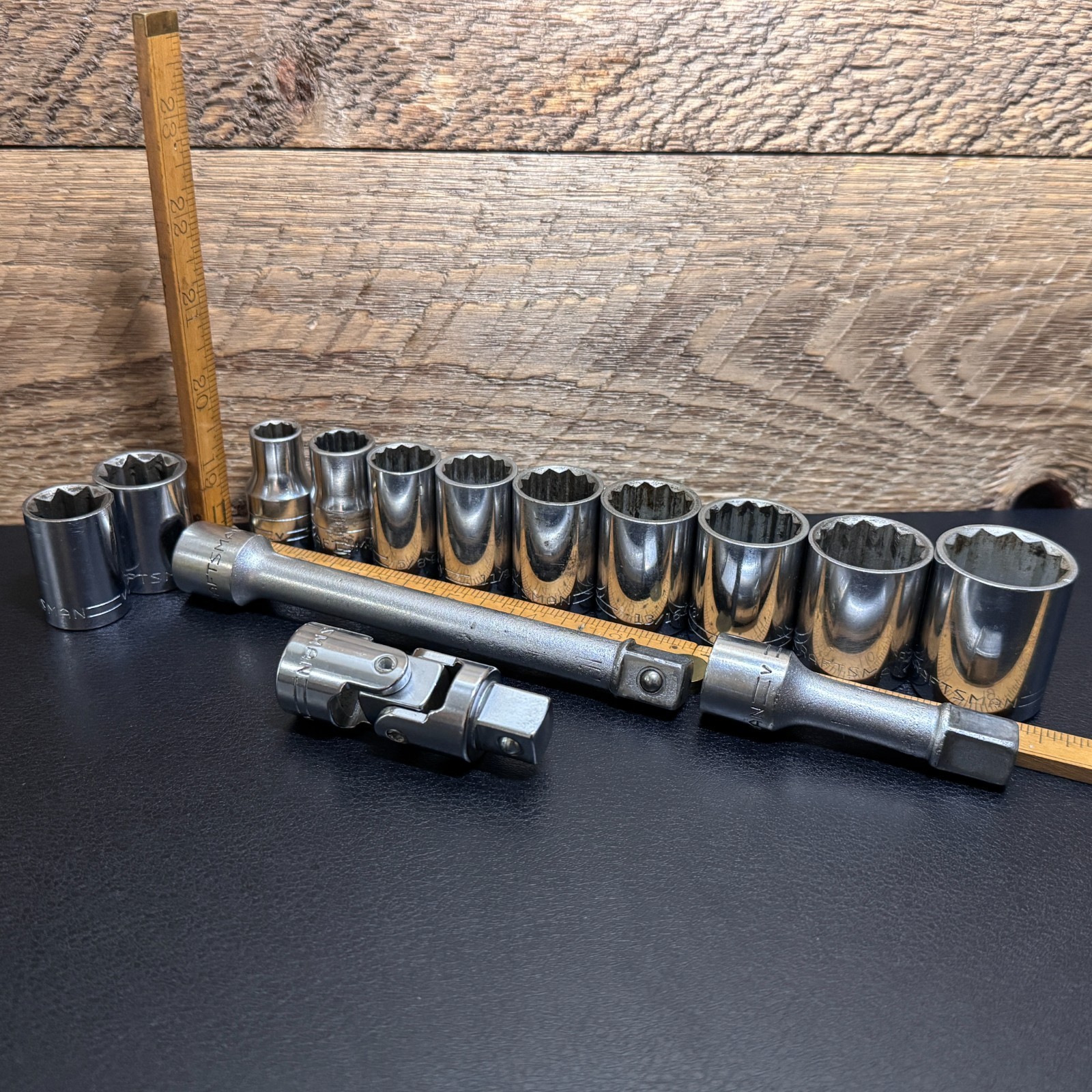 Craftsman Flying =V= 1/2 Drive SAE 12pt & 8pt Socket Set w/ Extensions & U-Joint