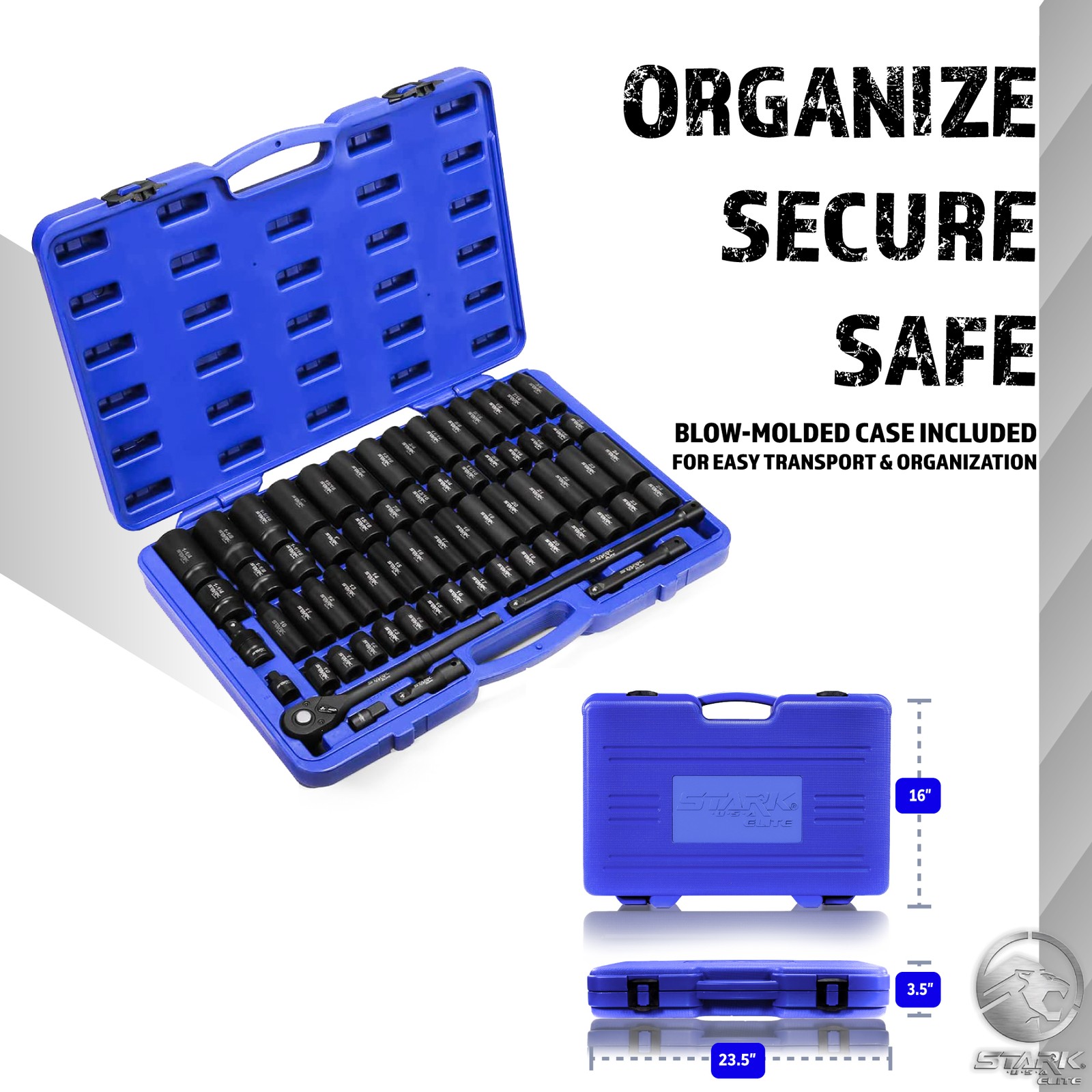65pc Set SAE & Metric 1/2″ Drive Deep & Shallow Impact Socket Adaptor Reducer