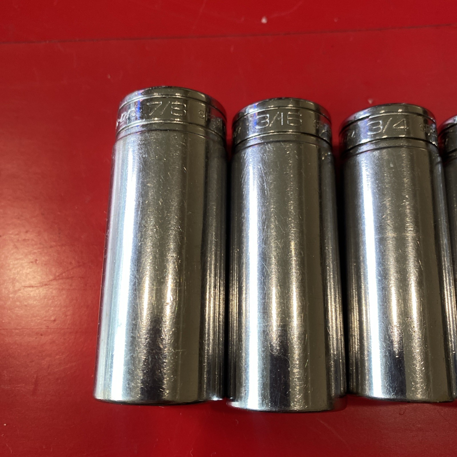 SNAP ON 7 SOCKETS 3/8″ DR SF141-SF281 Missing SF181 12 Point SAE Deep Socket Set