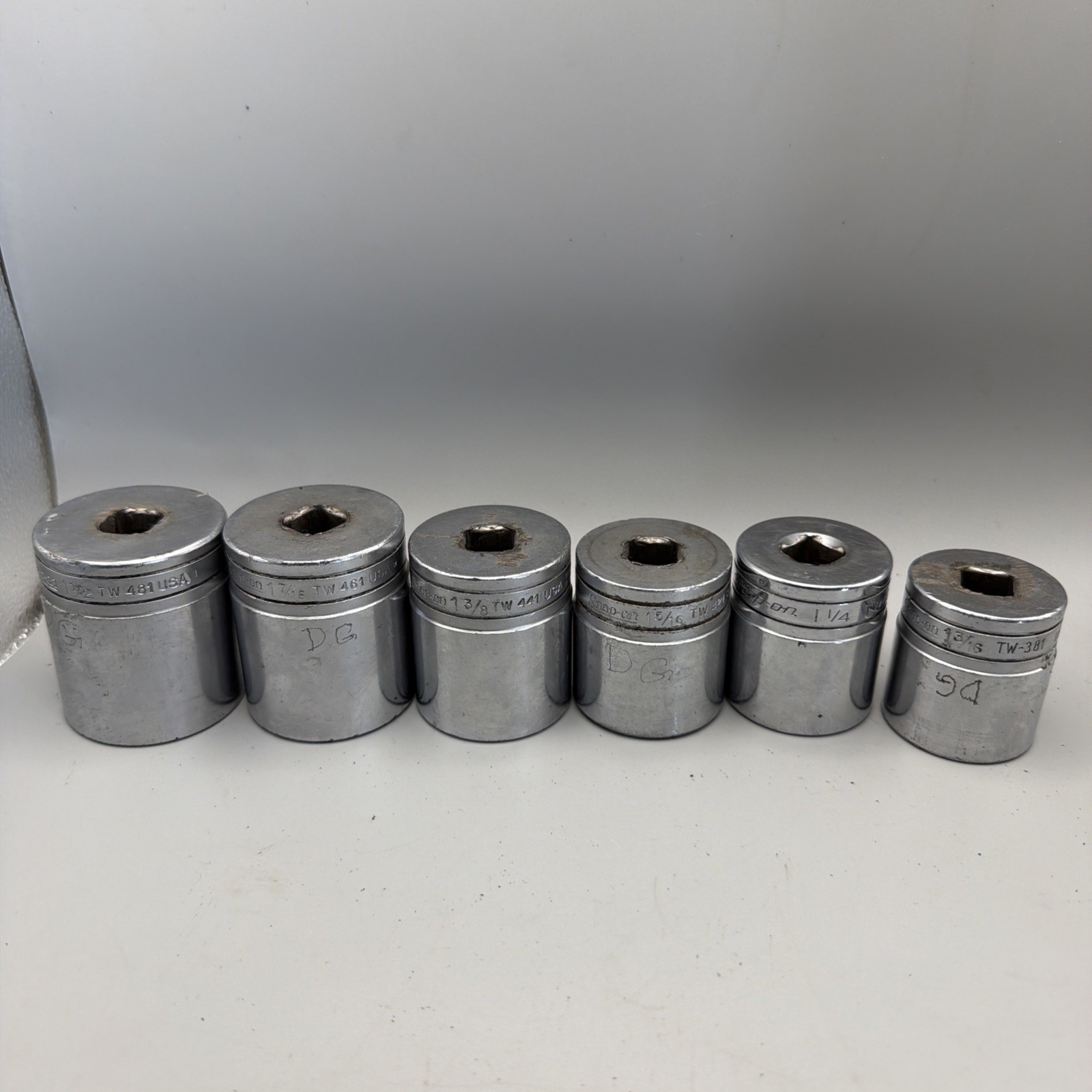 Snap-On Tools USA 6pc Large SAE 1-3/16″ to 1-1/2″ Socket Set Lot, 1/2″ Drive
