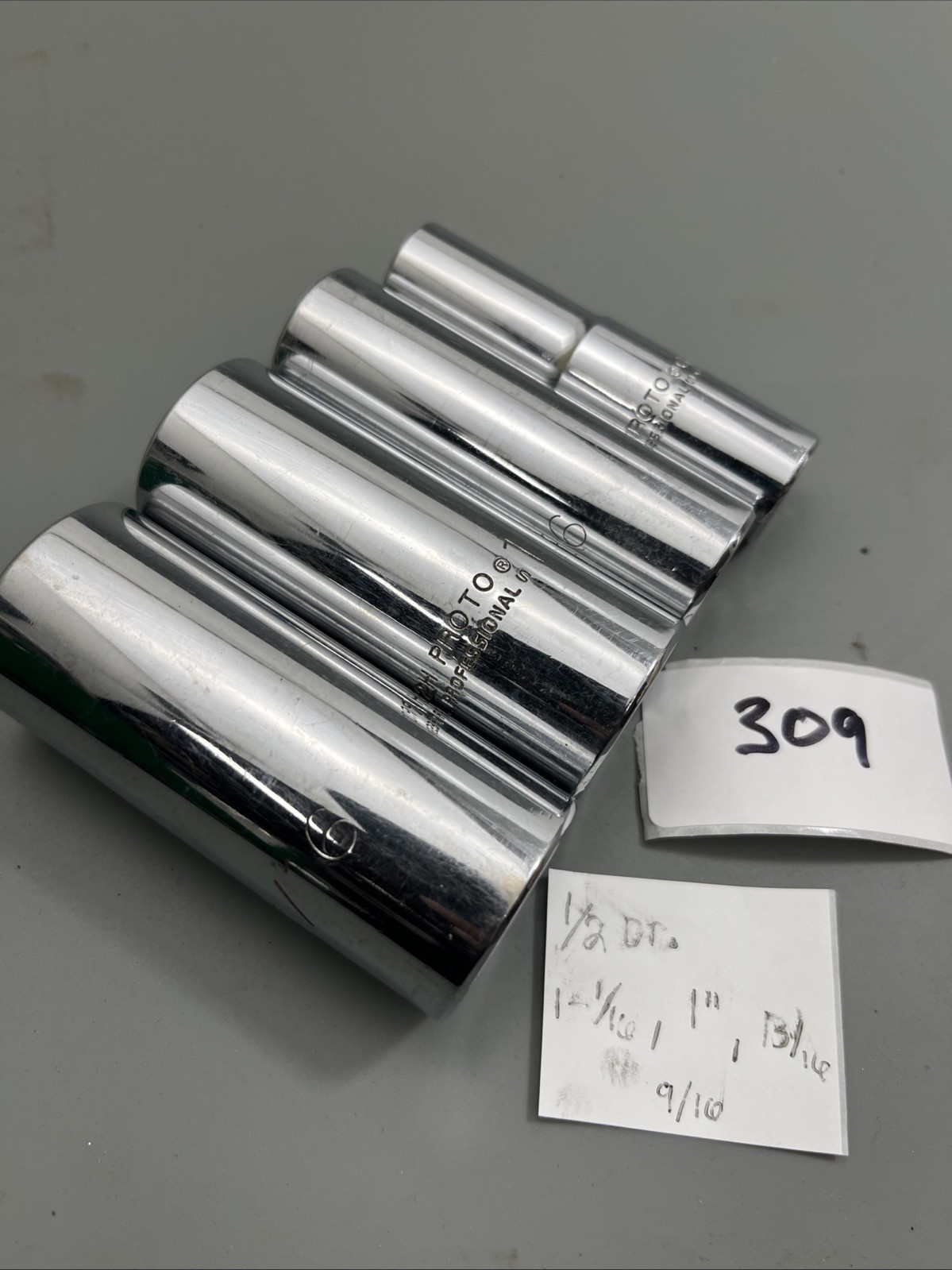 Proto 1/2″ Drive 1-1/16″ 1″ 13/16» 9/16» 12 Point SAE Deep Chrome USA
