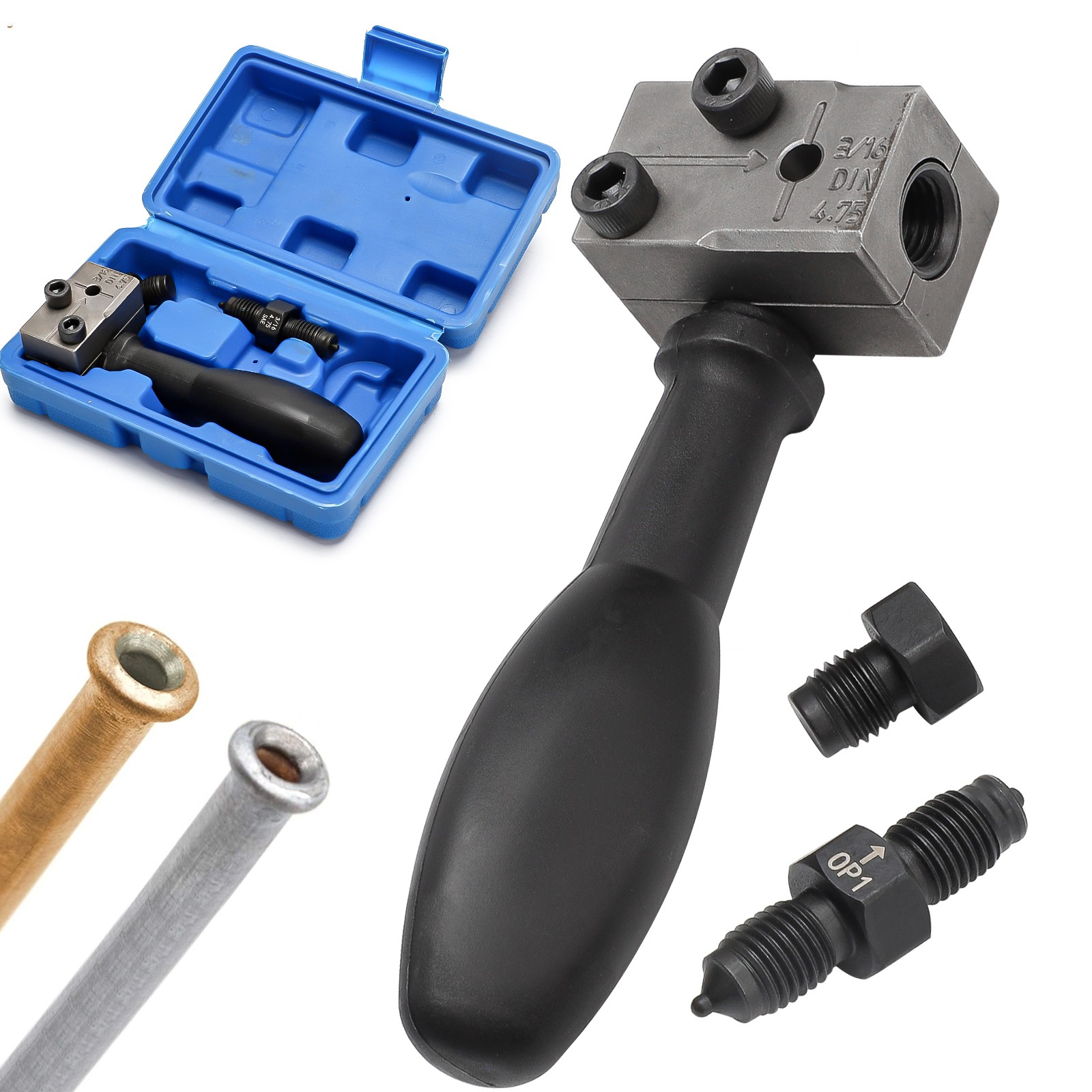 Universal Handheld Car Brake Line Flaring Tool Kit 3/16» Double Flare + Storage