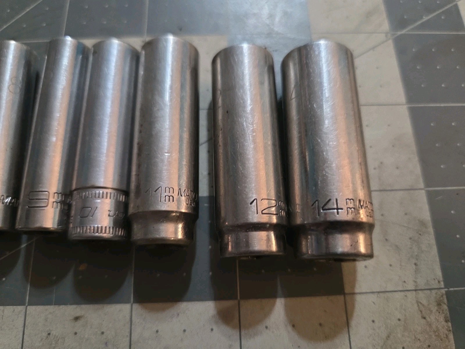 8 1/4 Drive 5 6PT Deep Sockets Matco & Snap On 5mm, 6mm, 8mm, 9mm, 10, 11,12,14