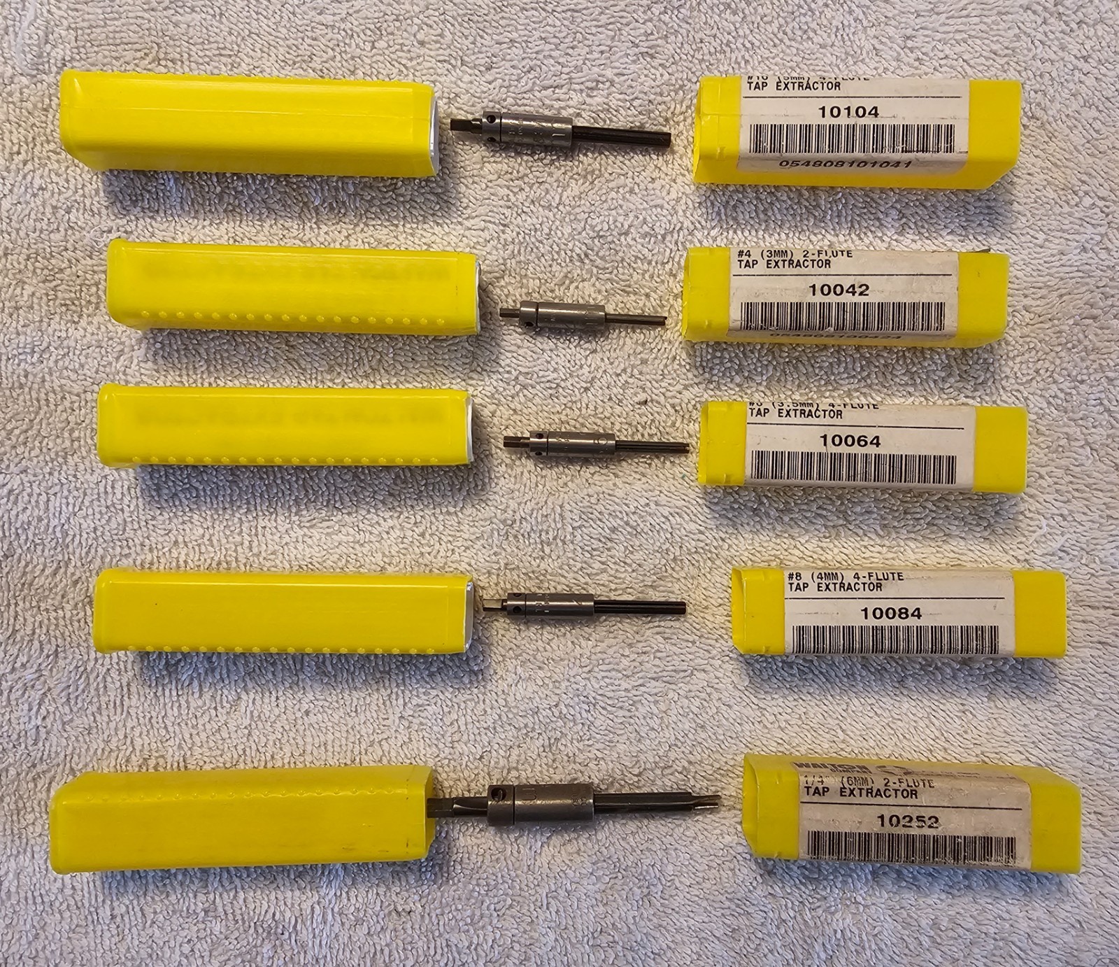 LOT OF 5 WALTON TAP EXTRACTORS #4(3mm), #6(3.4mm), #8(4mm), #10(5mm), 1/4”(6mm)