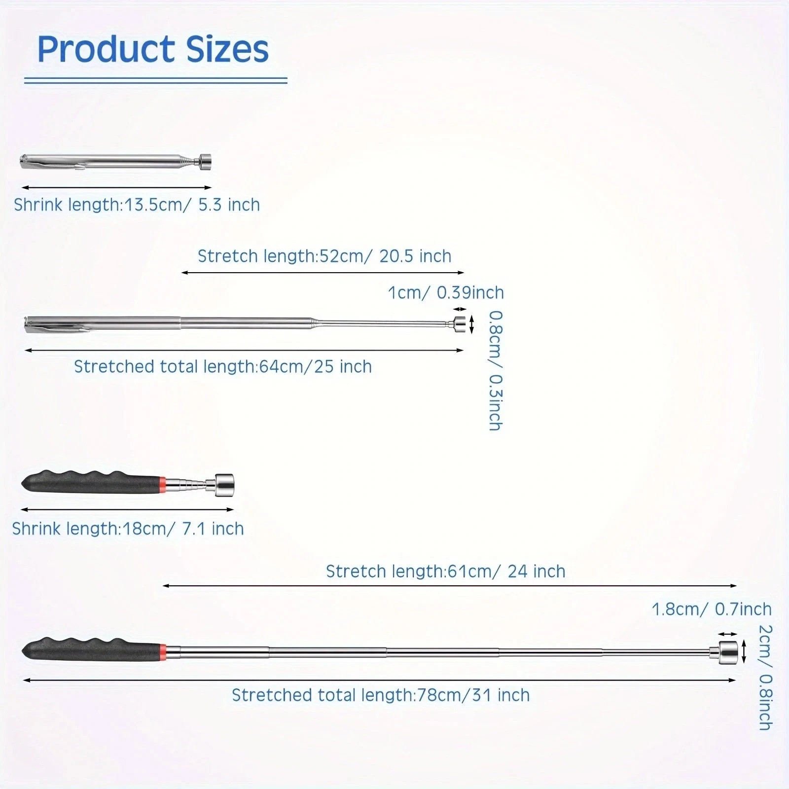Telescopic Magnetic Pick Up Tool Long Reach Magnet Extendable Extending 3lb Pen