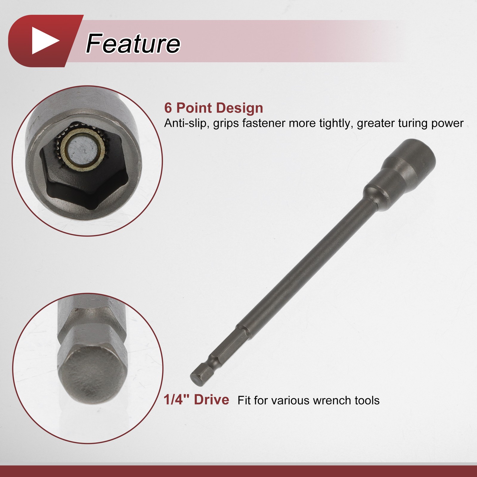 Universal Impact Socket 12mm 6 Point 150mm CR-MO Silver Tone 1 Pc
