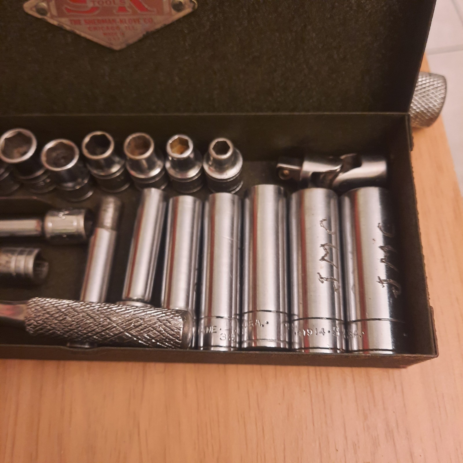 Vtg S-K/S-K Wayne 1/4″ Drive 20 pc Deep/Shallow SAE Socket Set And More! USA.