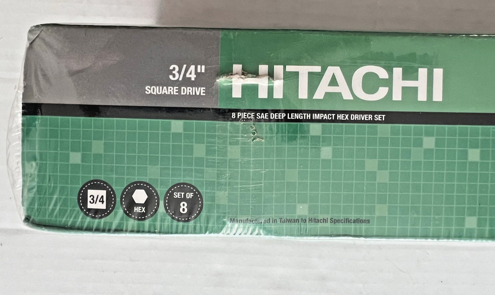 Hitachi 3/4″ 8-Piece Sae Deep Impact Hex Driver Square Drive Set Taiwan Case