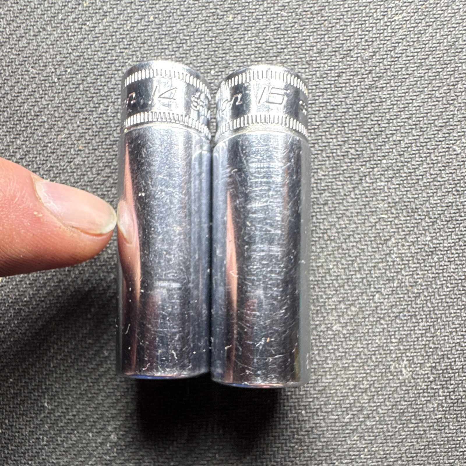 Vintage Snap-on USA 3/8″ Drive Metric Deep Socket Lot 14MM, 15MM, 12 Pt, 2 Pcs.