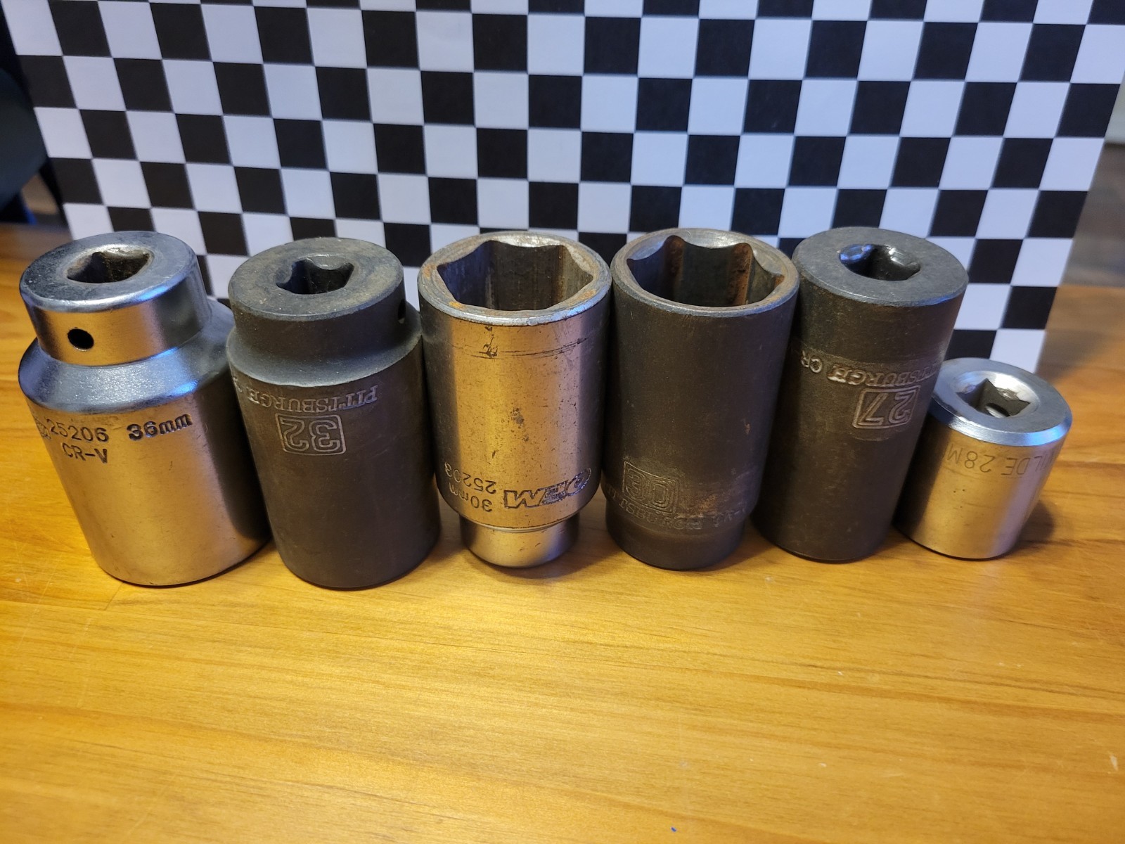 Lot Of 6 Used Sockets Axel Sockets 36mm 32mm 30mm 30mm 28mm 27mm