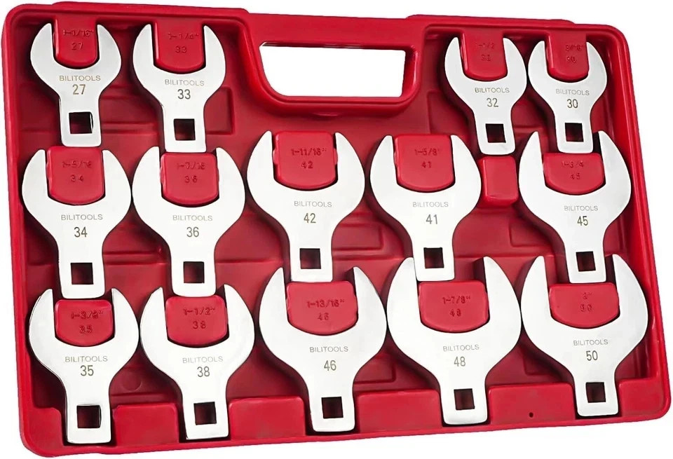 Jumbo Crowfoot Wrench Set – 14-Piece 1/2″ Drive, Metric 27-50mm, Rust-Resistant