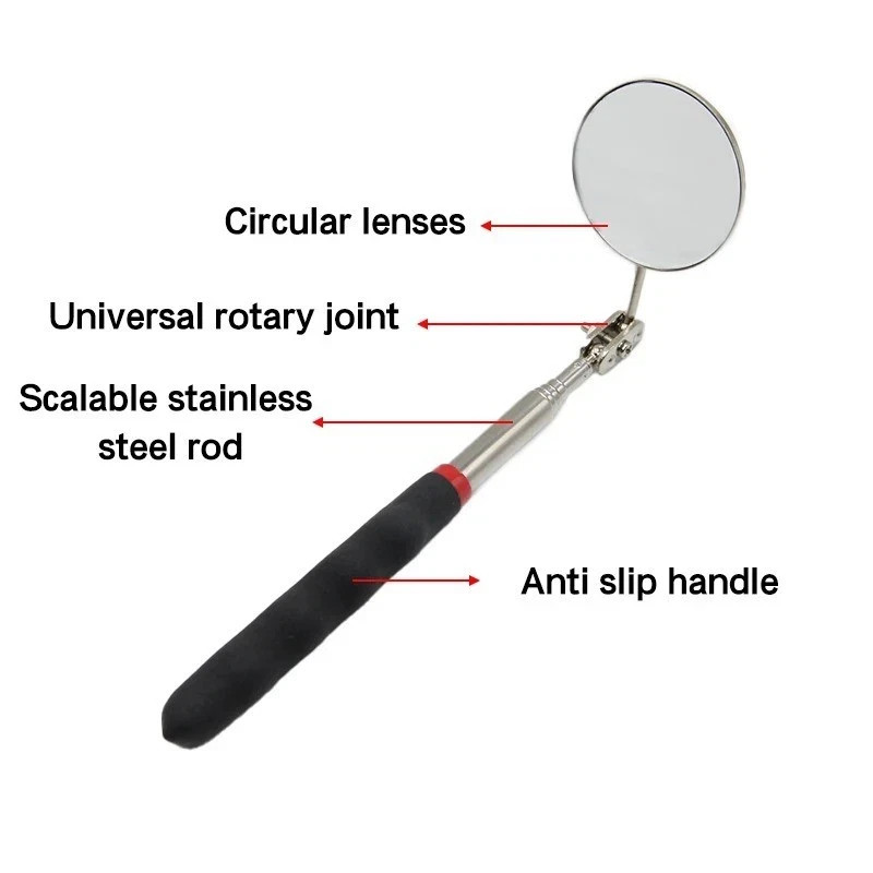 LED Telescoping Inspection Mirror – 360° Rotating Tool for Mechanics.