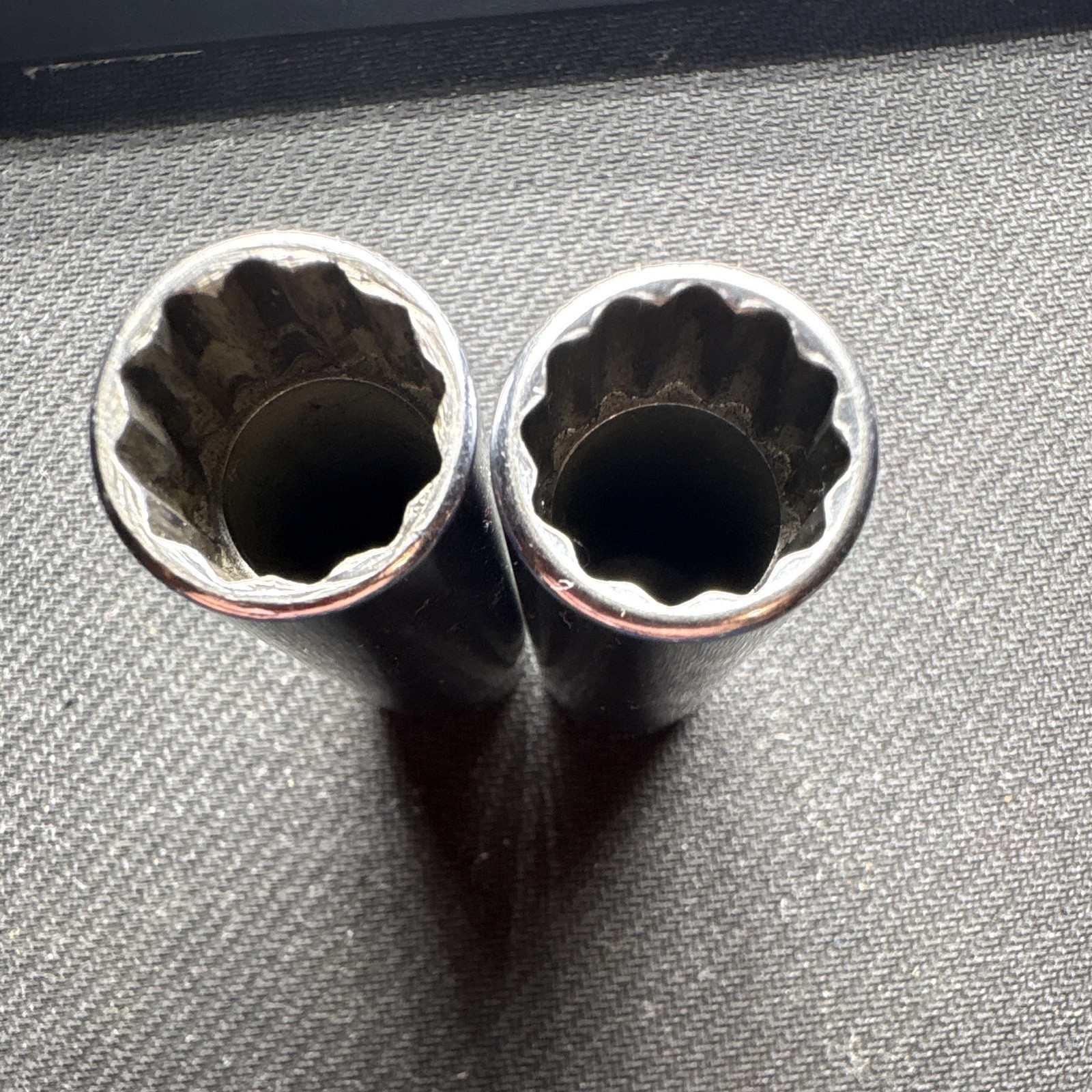 Vintage Snap-on USA 3/8″ Drive Metric Deep Socket Lot 14MM, 15MM, 12 Pt, 2 Pcs.