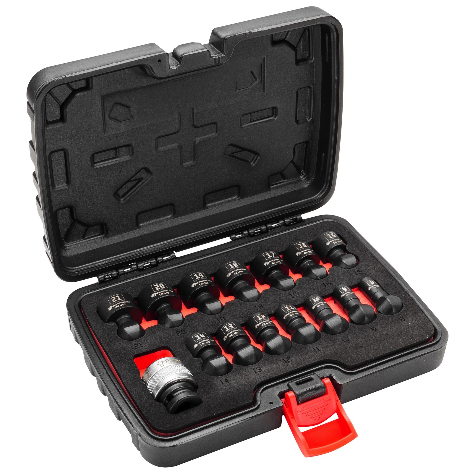 Powerbuilt 15 Piece 1/2″ Dr. Metric Quick-Change Swivel Socket Set With Adapter