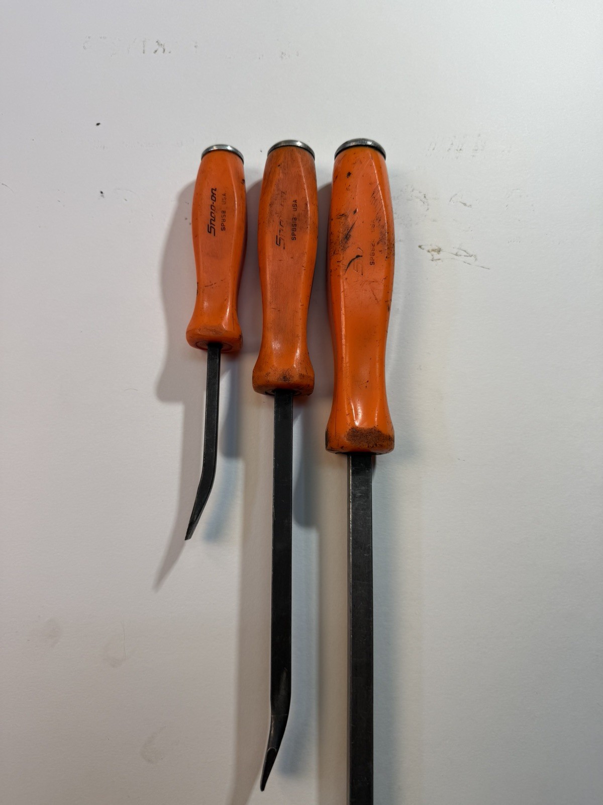 Snap On Tools Pry Bar 3 Piece Set Orange Hard Handle – SPBS8, SPBS18, SPBS24