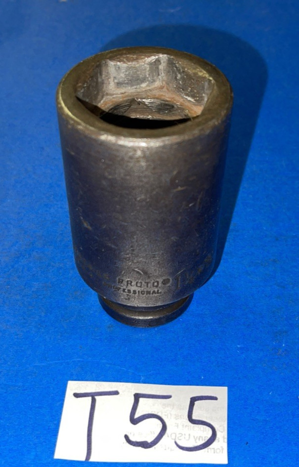 PROTO TOOLS 1 PIECE 3/4 DRIVE SAE. BUDD WHEEL IMPACT SOCKET 13/16-1-1/2