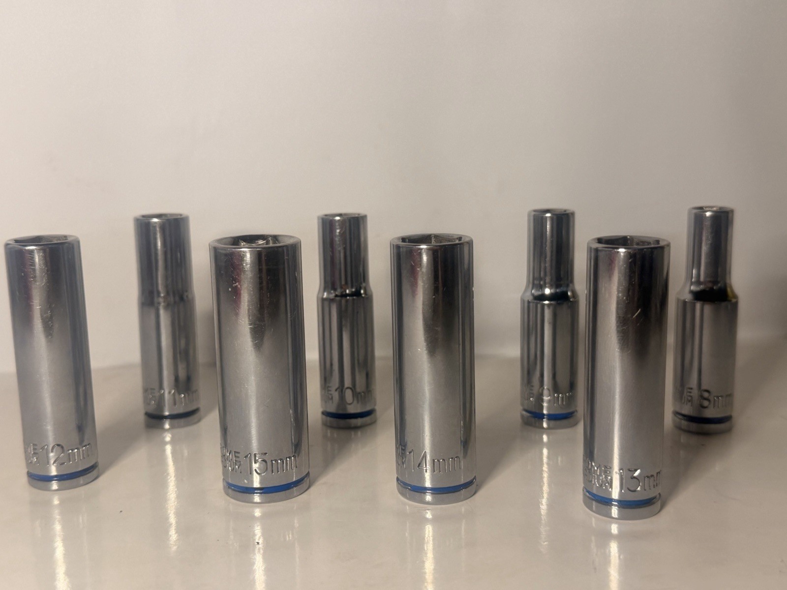 Quinn 3/8” Drive Deep Socket Set Metric 8 Pieces 8,9,10,11,12,13,14,15mm 6 Point