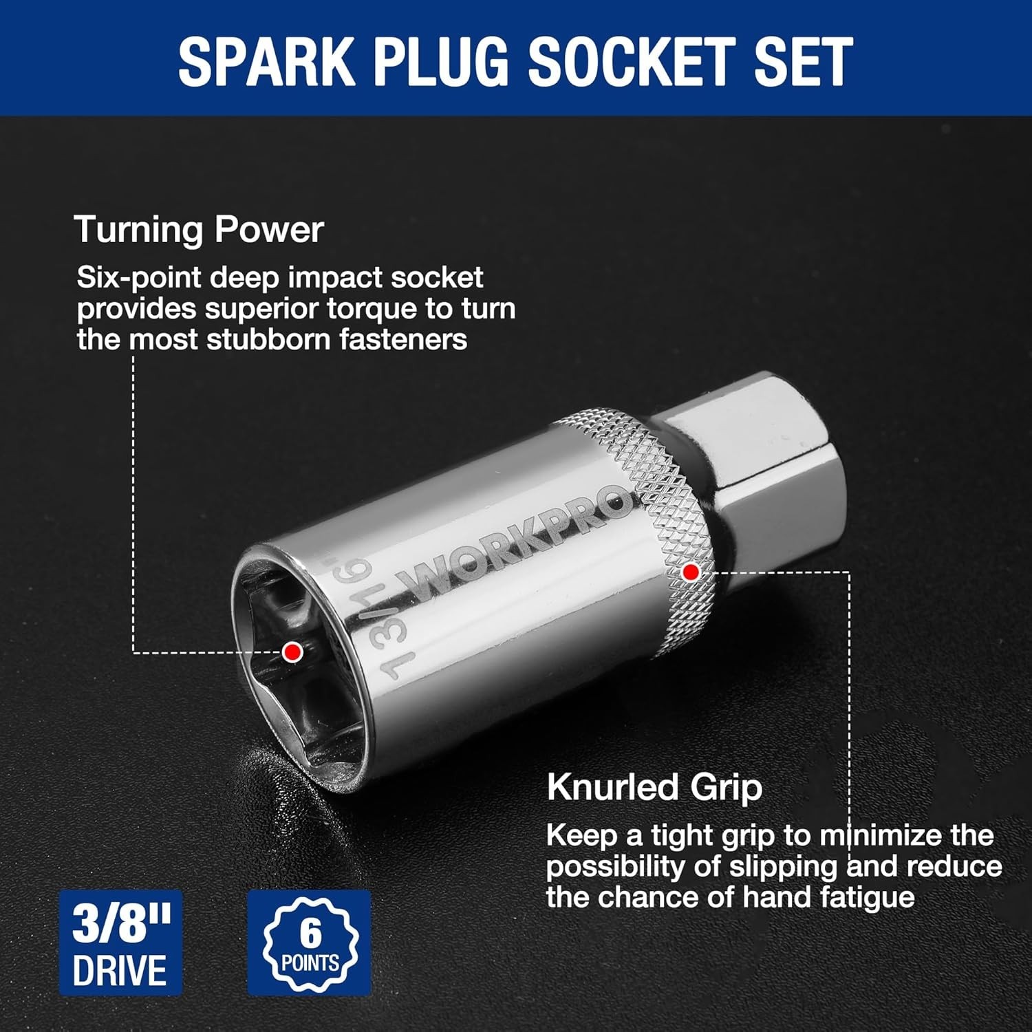 7-PC Magnetic Swivel Spark Plug Socket Set – Includes 9/16in & 5/8in