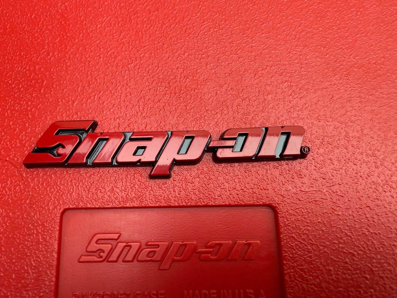 New Snap On LOGO 5” RED METAL Toolbox Roll Cab Badge Logo Emblem Sticker Decal