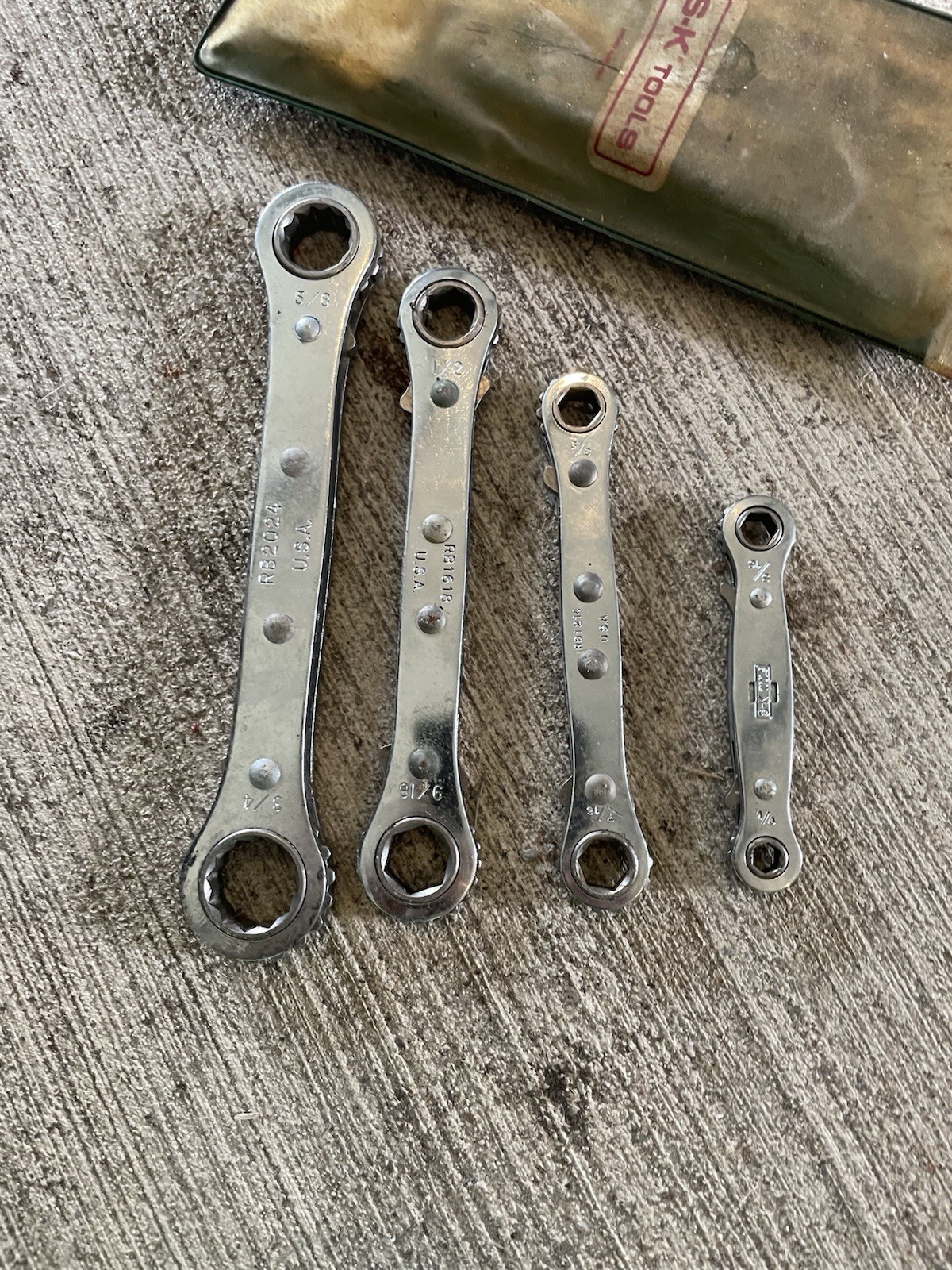 SK 4 Piece Double Box End Ratcheting Wrench Set