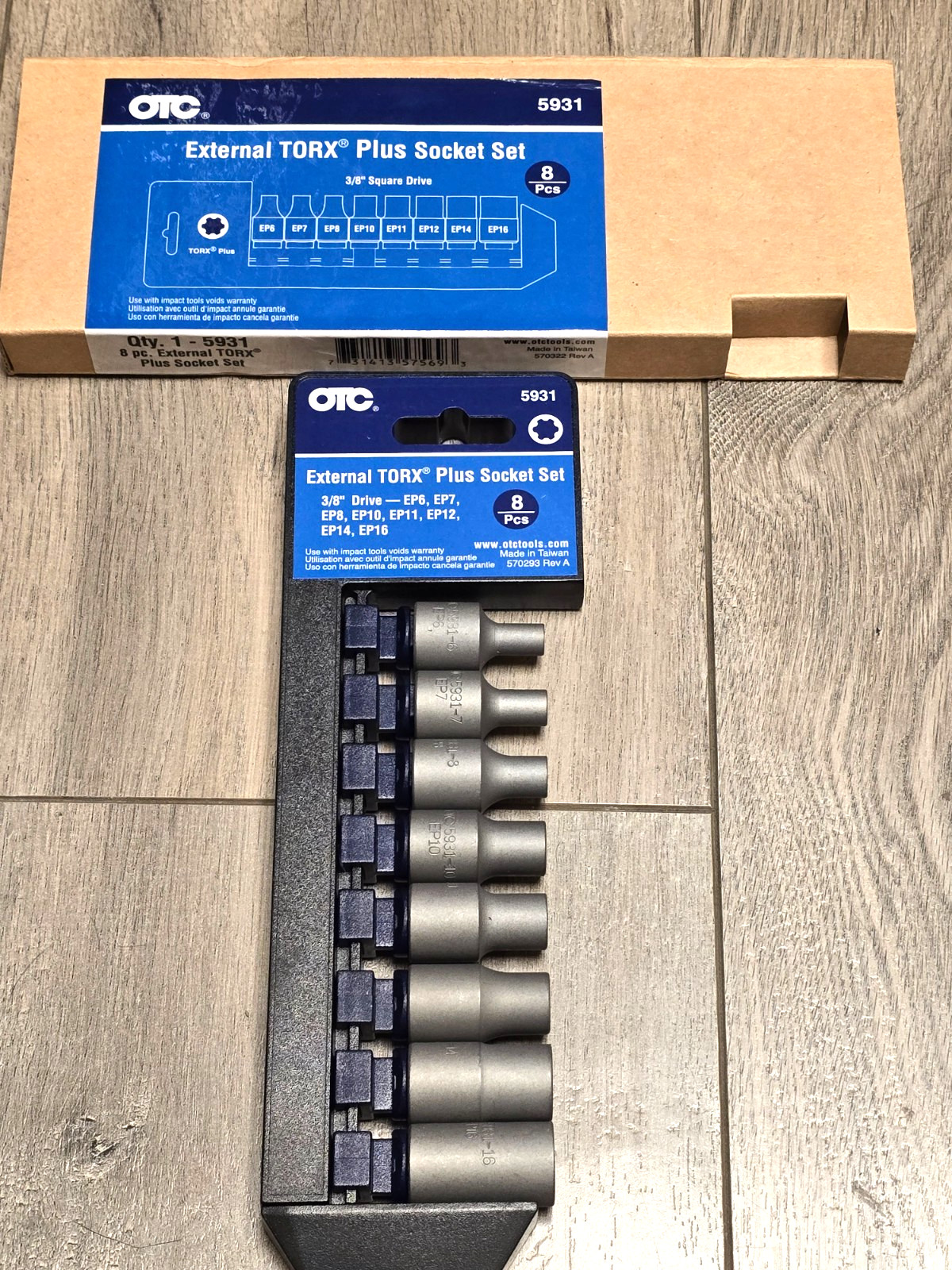 OTC Tools 5931, 8pc 3/8 dr External Torx/ Star Plus Socket Set EP6-EP16