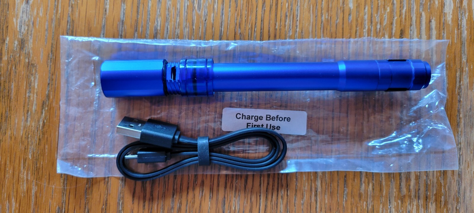 EZ Red Rechargeable Flashlight w/Pocket Clip & Charge Cable, BLUE #TF120B