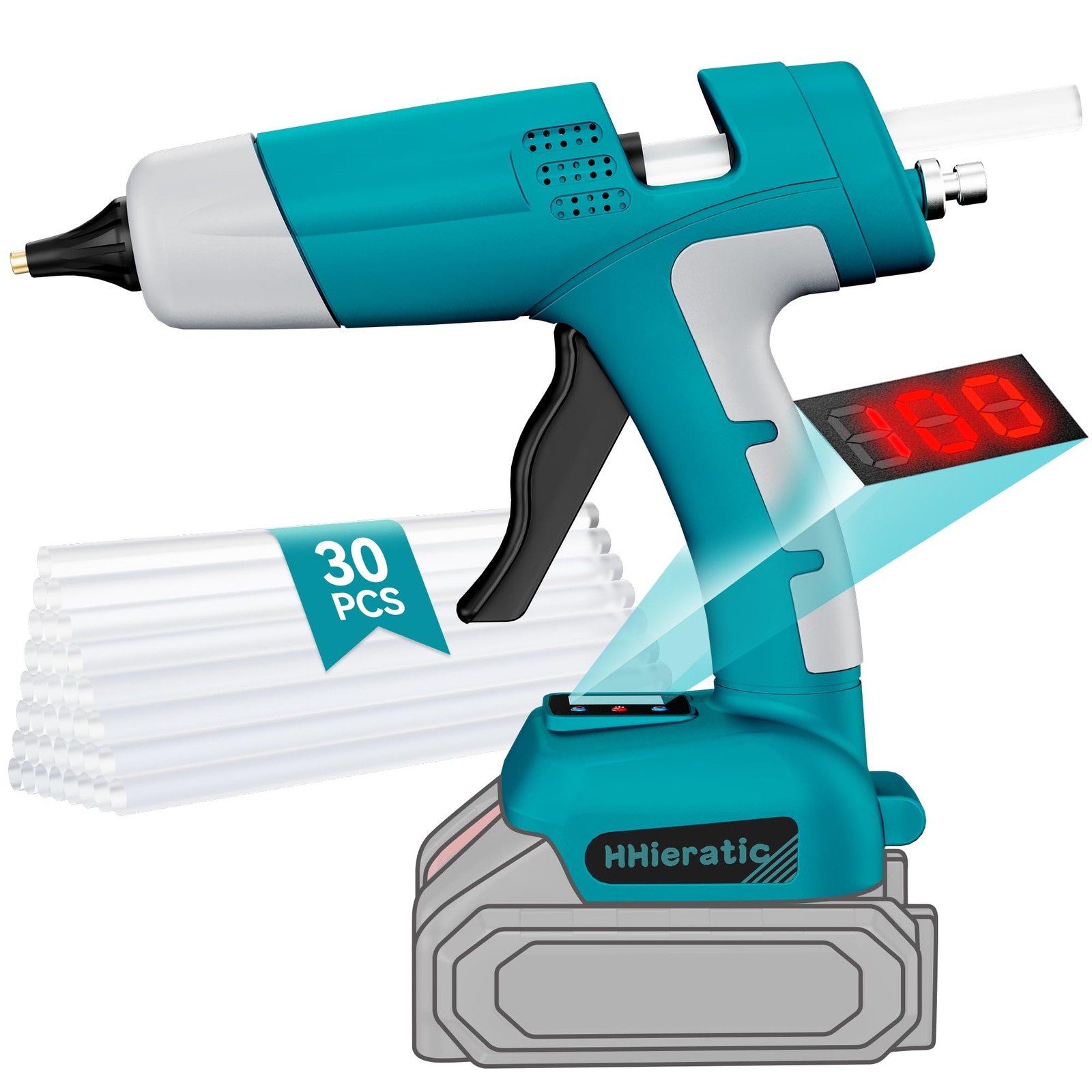 HHieratic Cordless Hot Glue Gun for Makita 18V Battery,Craft Guns Blue