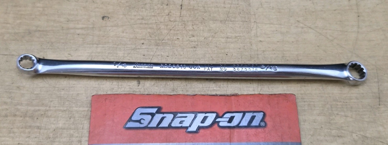 Snap On XDES810 #8, #10, 1/4″ X 5/16″ Hex SAE Spline 15° Offset Box Wrench