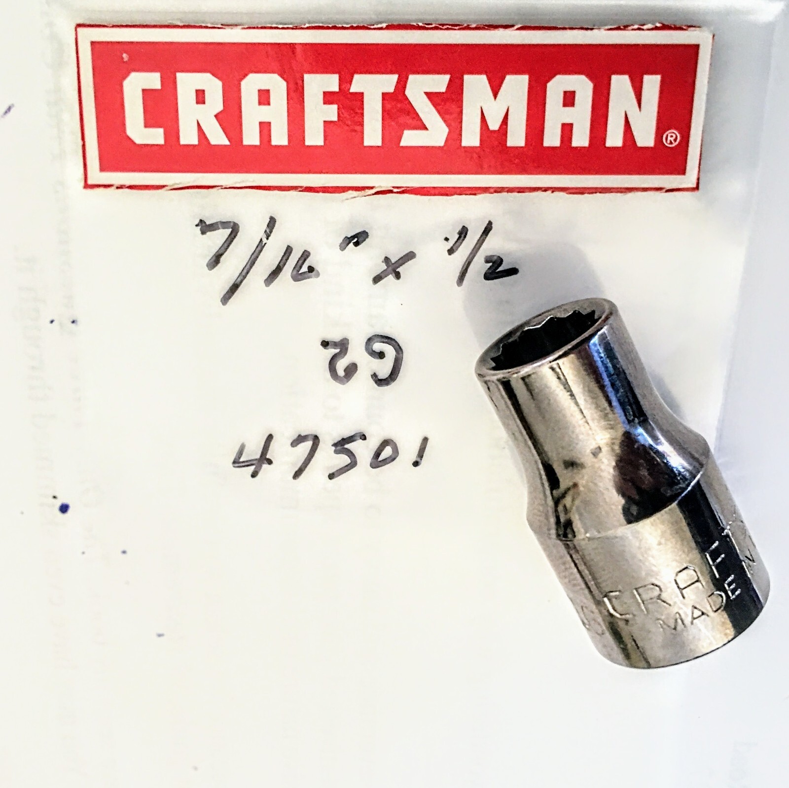 Craftsman 7/16″ x 1/2″ Dr Socket G2 47501 – 12 Pt – Made In USA Free USA Ship