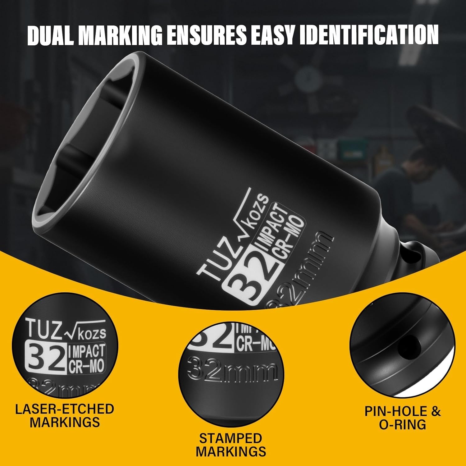 Professional 1/2 Drive 32mm Impact Socket – Enhanced Torque & Slip Resistance