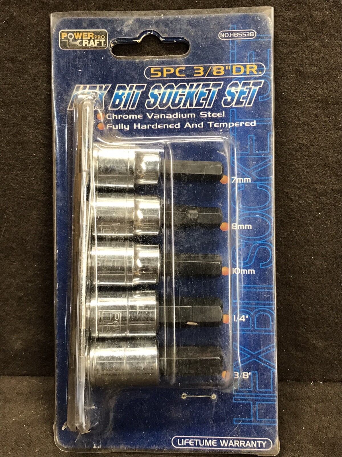Power ProCraft 5pc Metric/SAE Hex Bit Socket Set 3/8″ Drive New Old Stock