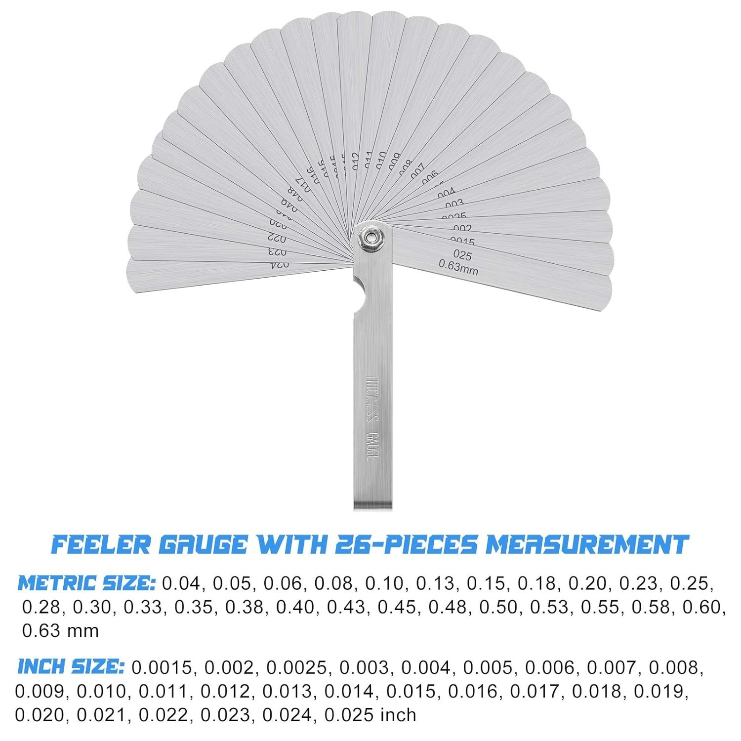 3-Piece Foldable Feeler Gauge Set: Durable Manganese Steel with Metric & Inch