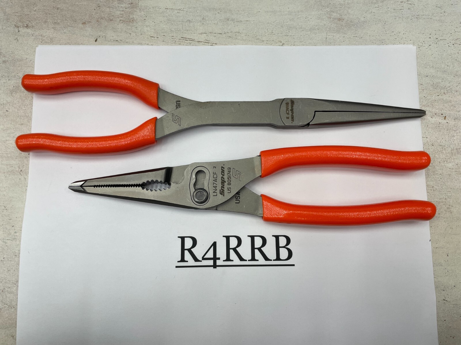 Snap-on Tools NEW 2pc ORANGE Soft Grip Needle Nose Plier Lot Set 911ACF LN47ACF