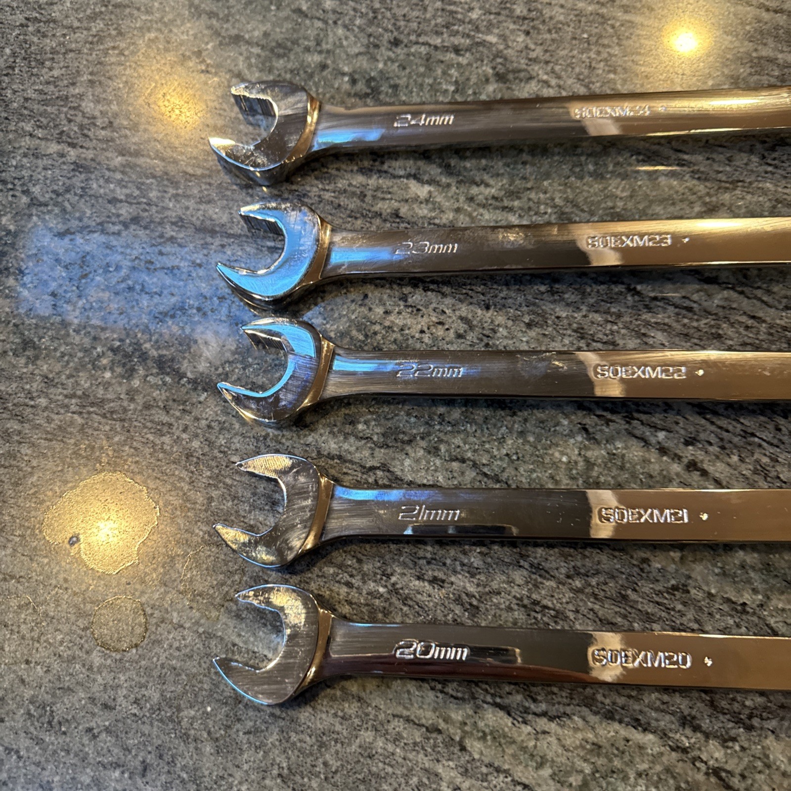 Snap-On soexm705 5 pc 12 point metric flank drive + combo wrench set 20-24mm