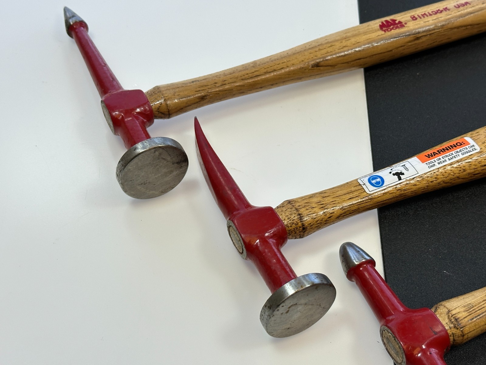 MAC Tools USA 3pc Red / Wood Handle Auto Body Hammer Mallet Set Lot, BTH Series
