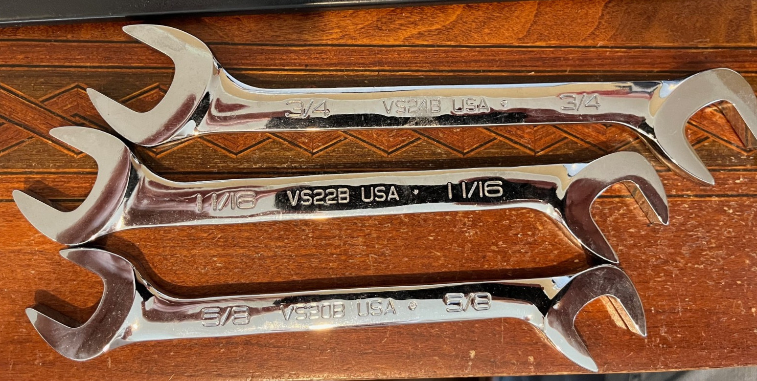 Snap-on SAE 4 Way Angle Open End Wrench Set 3/8″ – 1″ 11pc VS807B+4 USA SAVE$$