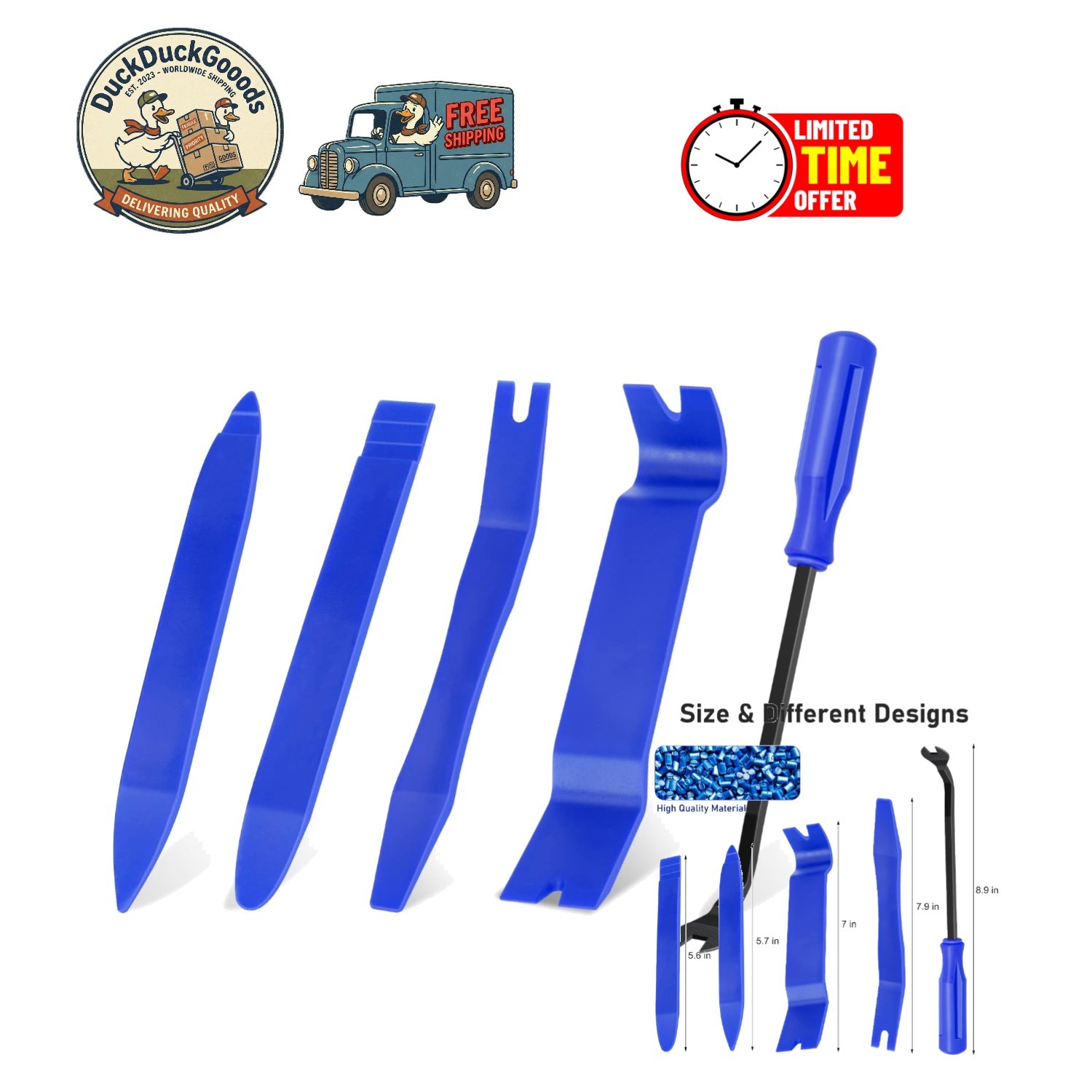 Versatile Blue Auto Trim Tool Set – 5 pcs for Easy Panel and Fastener Removal