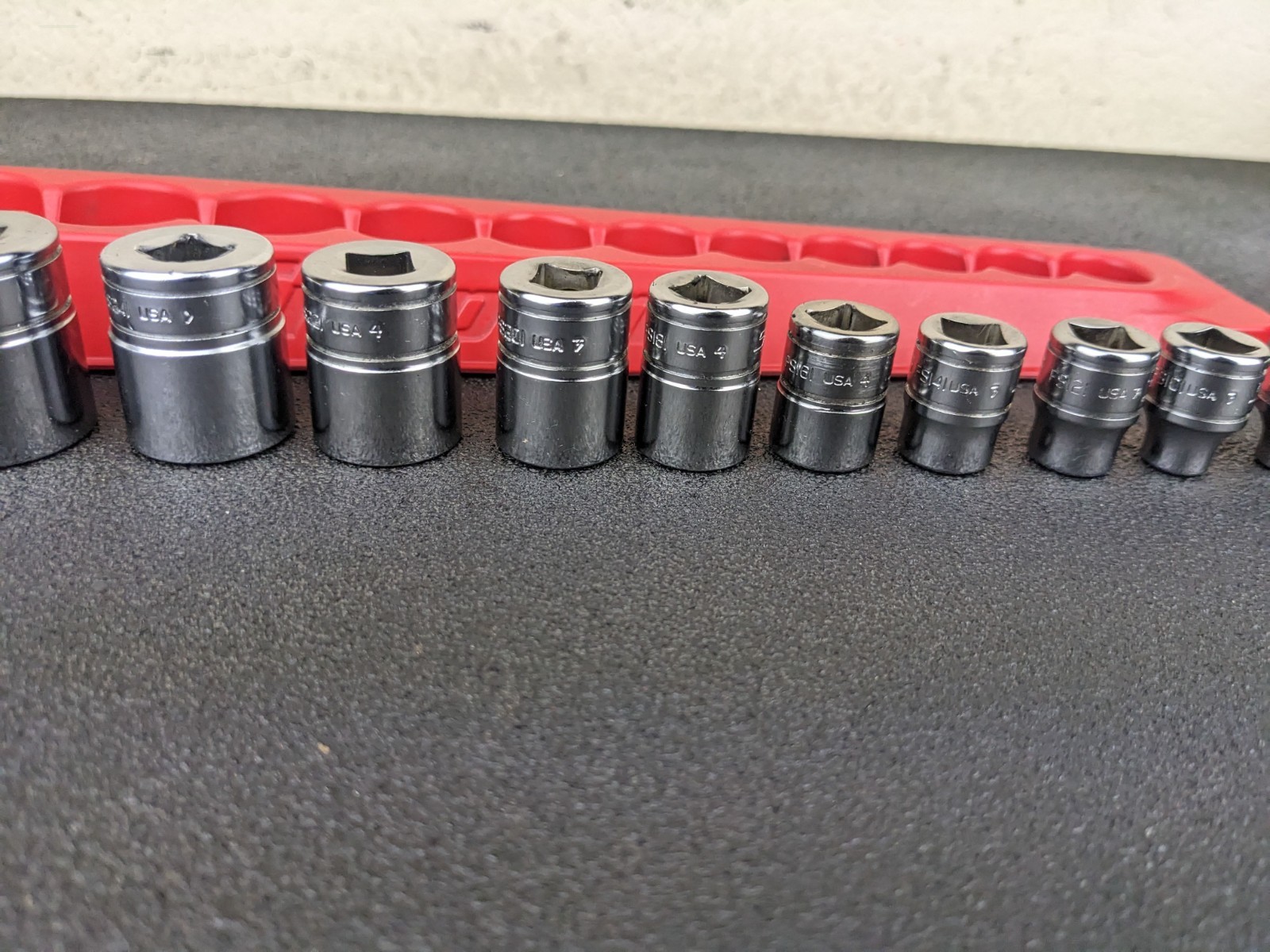 #bp369 Snap-On Tools 211FSY 11pc 3/8″ Drive 6-Point SAE Drive Shallow Socket Set