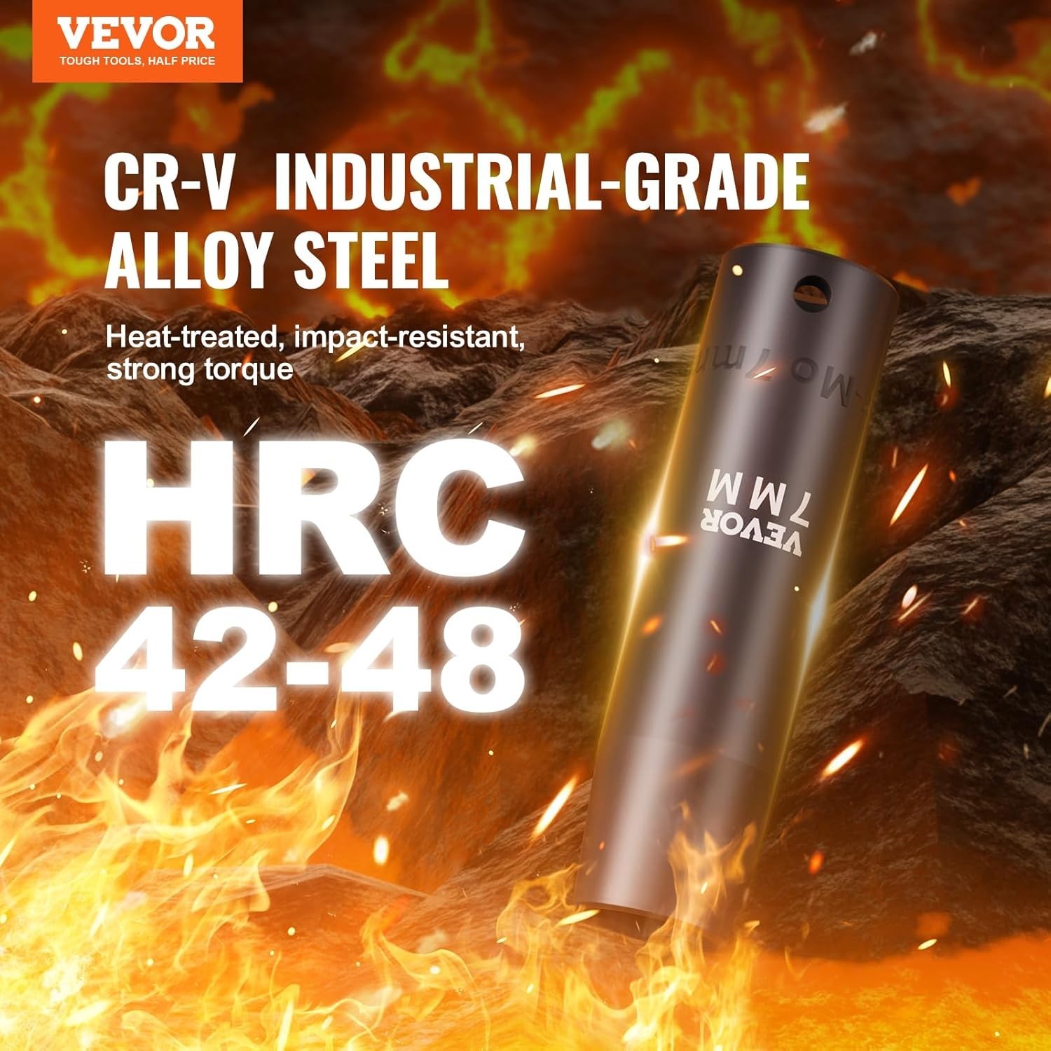 Impact Socket Set 65P Chrome Vanadium Steel 3/8 to 1-1/4 Inch Auto Repair