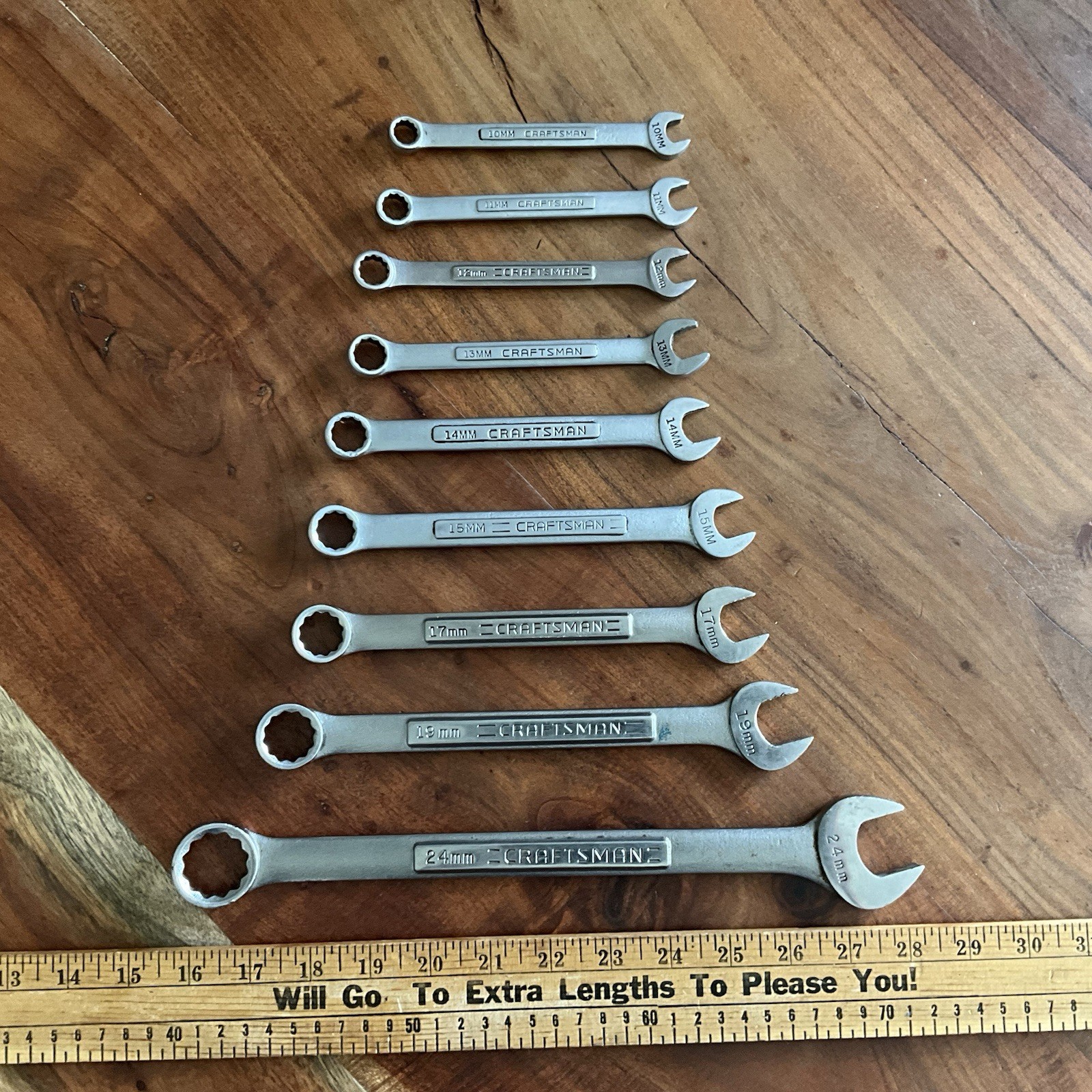 Craftsman V & VA 9 Pc Metric 10mm-24mm Combination Wrench Set 12 Pt Made in USA