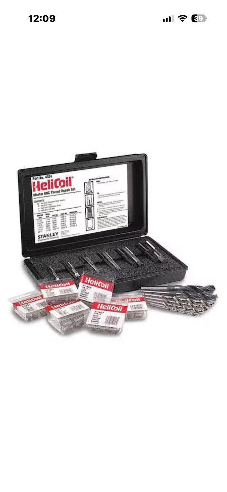 HELICOIL 4934 MASTER THREAD REPAIR KIT UNC BRAND NEW 1/4-5/16-3/8-7/16-1/2-5/8