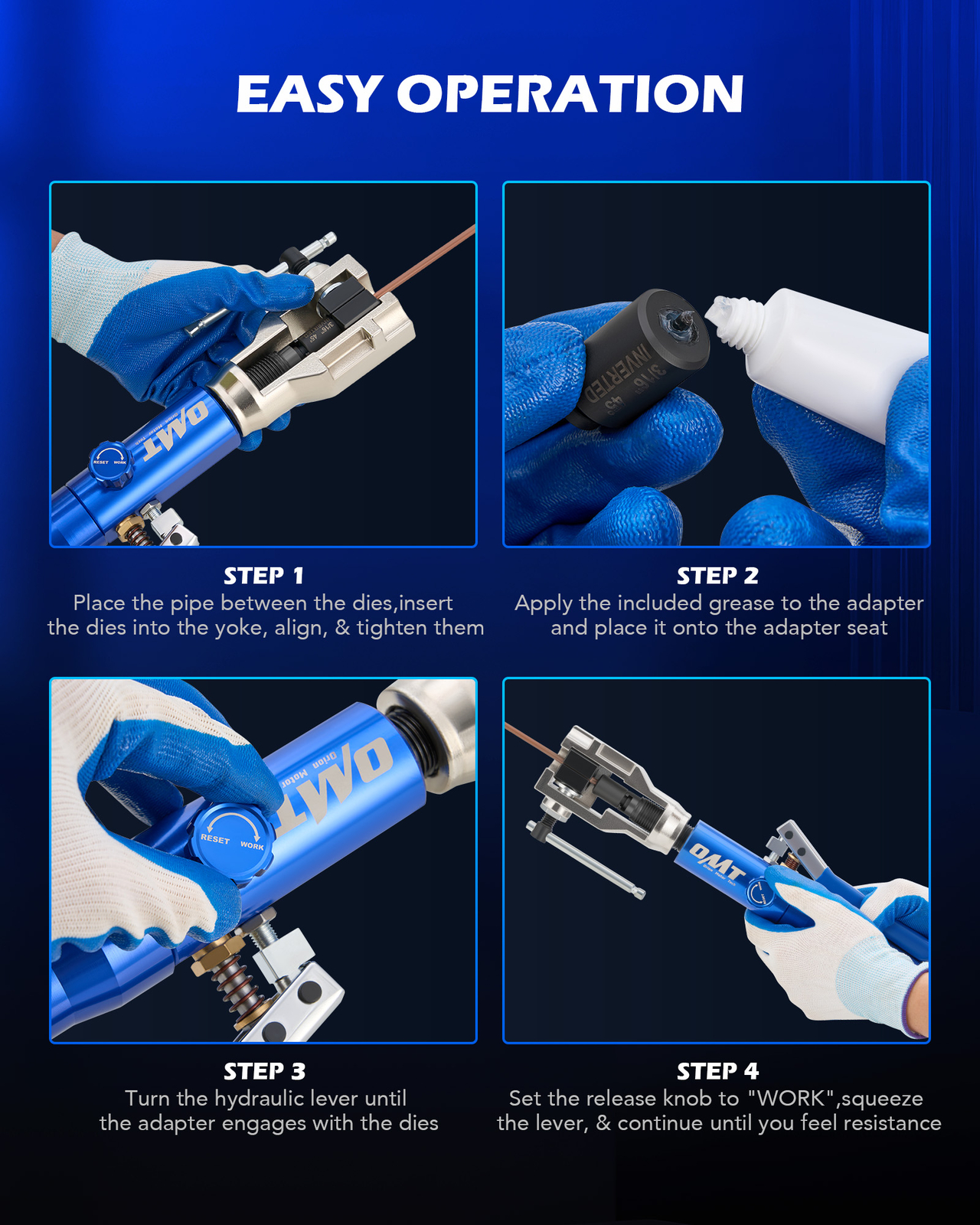 OMT Hydraulic Flaring Tool Kit 3/16″ – 1/2″ Brake Line Flaring Tool Kit w Cutter