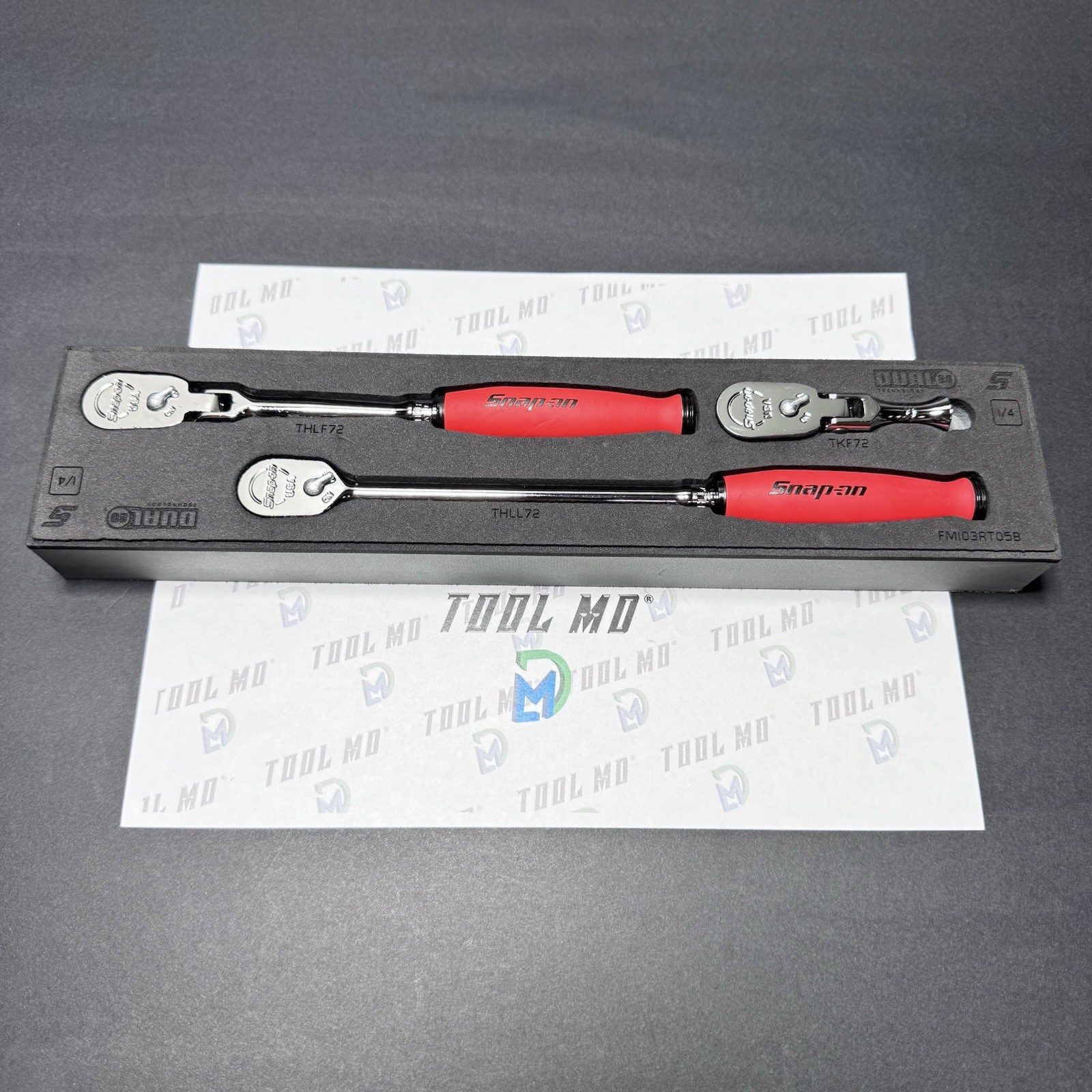 Snap-on Tools USA NEW REVERSE RED Compact 3pc 3/8″ Drive Ratchet Set 103RT05F