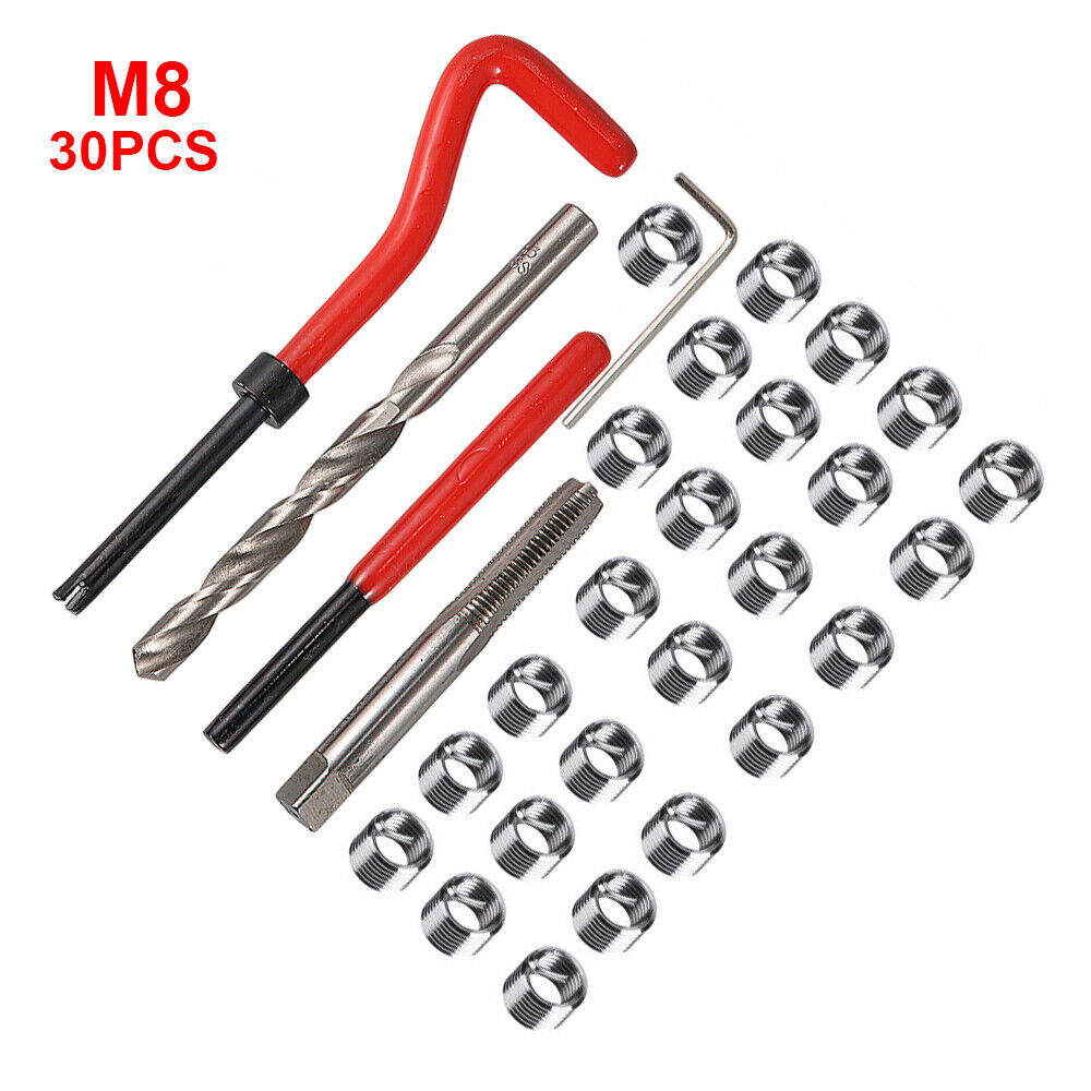 30x Metric Thread Repair Insert Kit For Helicoil Car Pro Coil Tool M8x1.25mm US