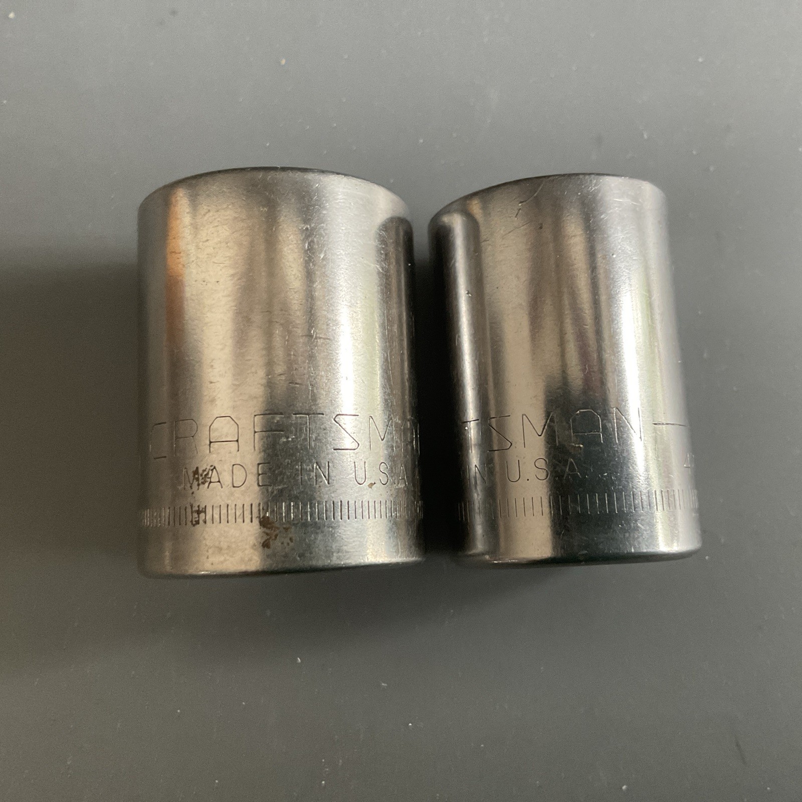 Craftsman -G -22mm /19mm 12 Point Shallow Chrome Sockets 1/2″ Drive 44239 45238