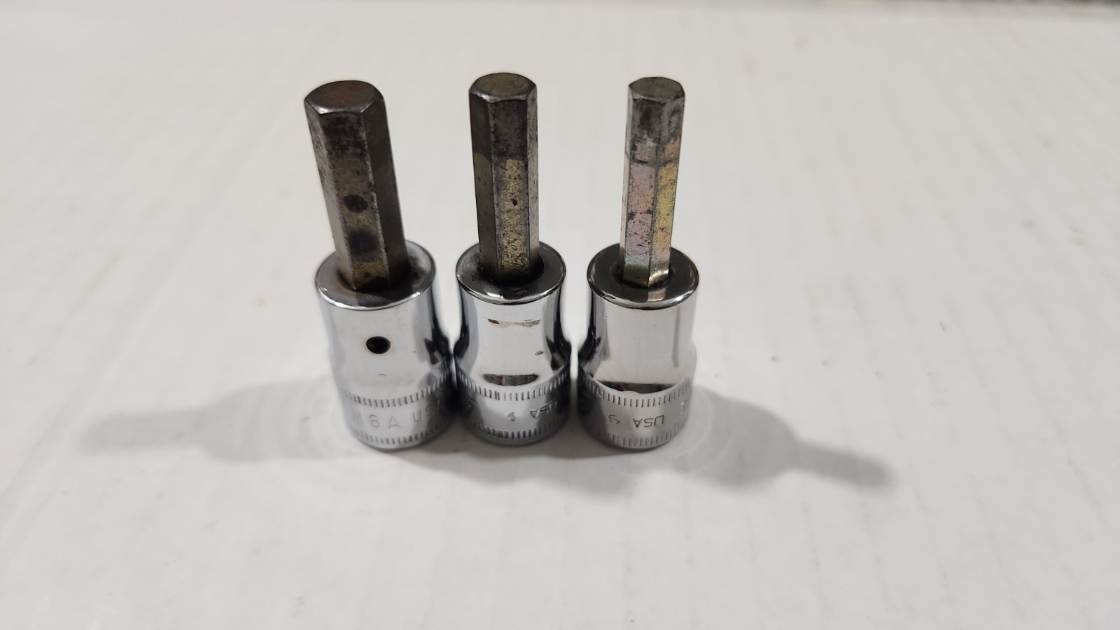Lot Of 3 Snap-On 3/8″ Drive 6,7,8mm Metric Standard Hex Allen Bit Driver Sockets